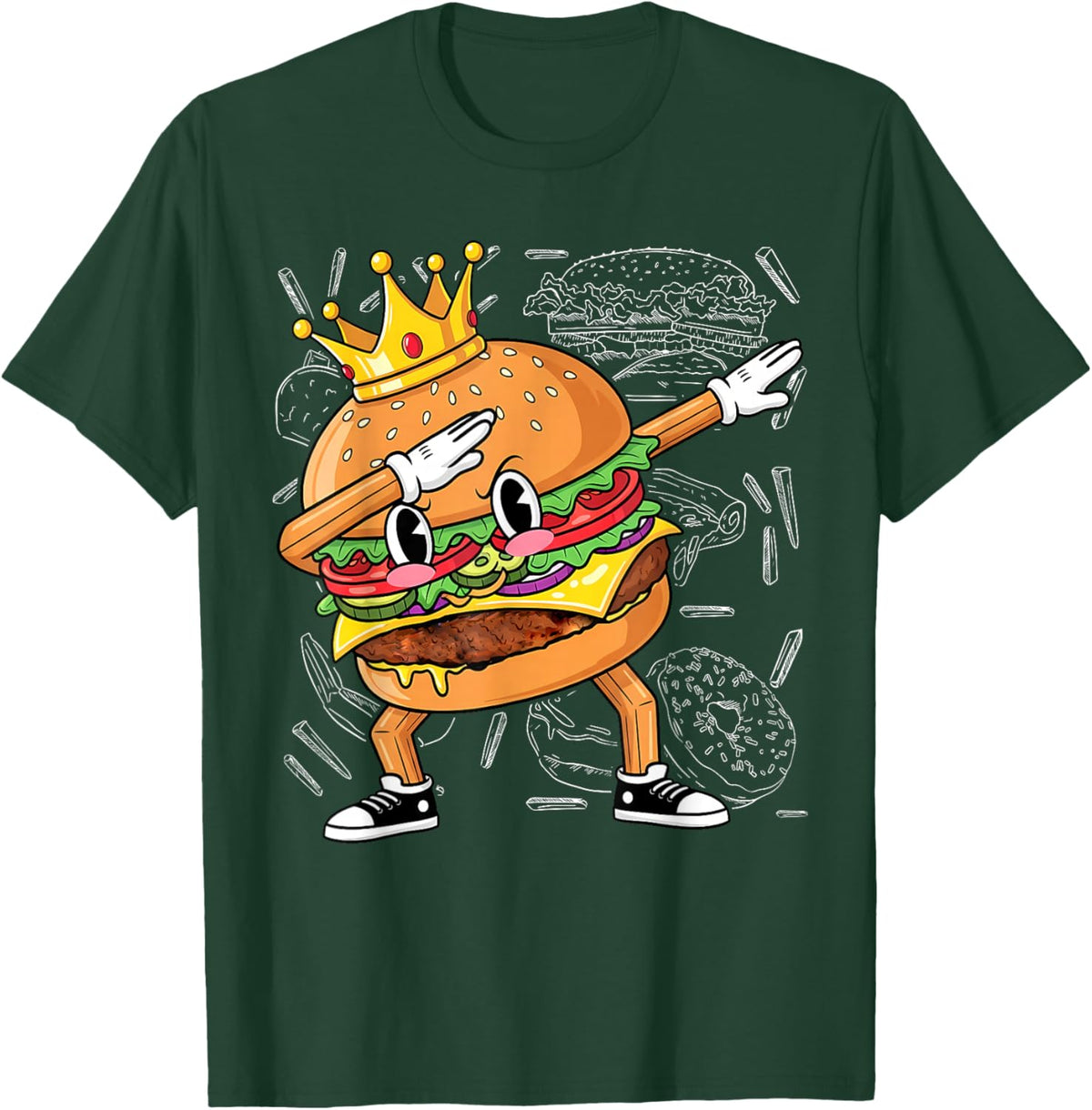 King of Burger Dab Dancing Funny Hamburger T-Shirt - T-Shirt | Forest