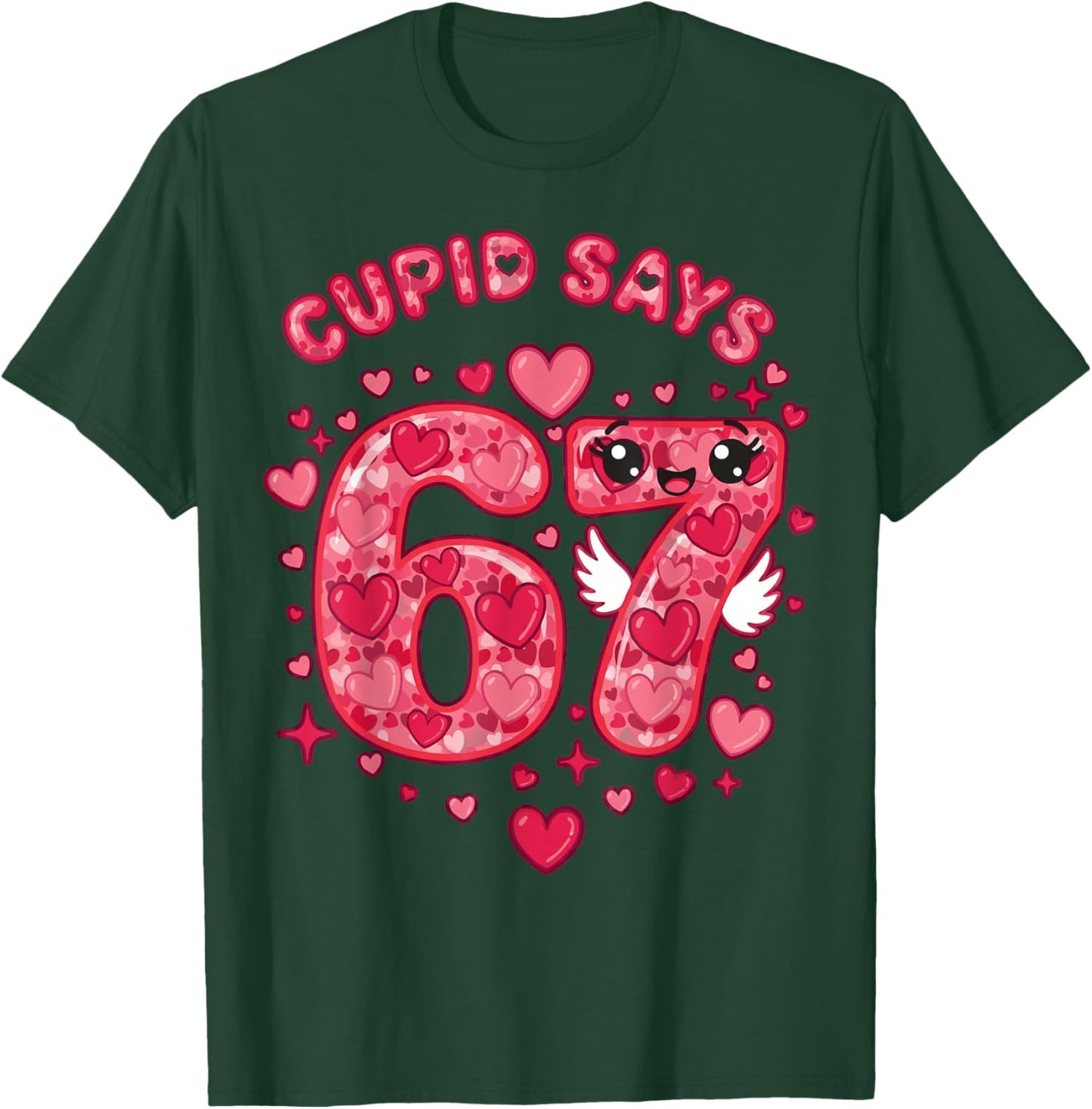 6-7 Kids Heart Six Seven Valentines Day Cupid Says 67 T-Shirt - T-Shirt | Forest