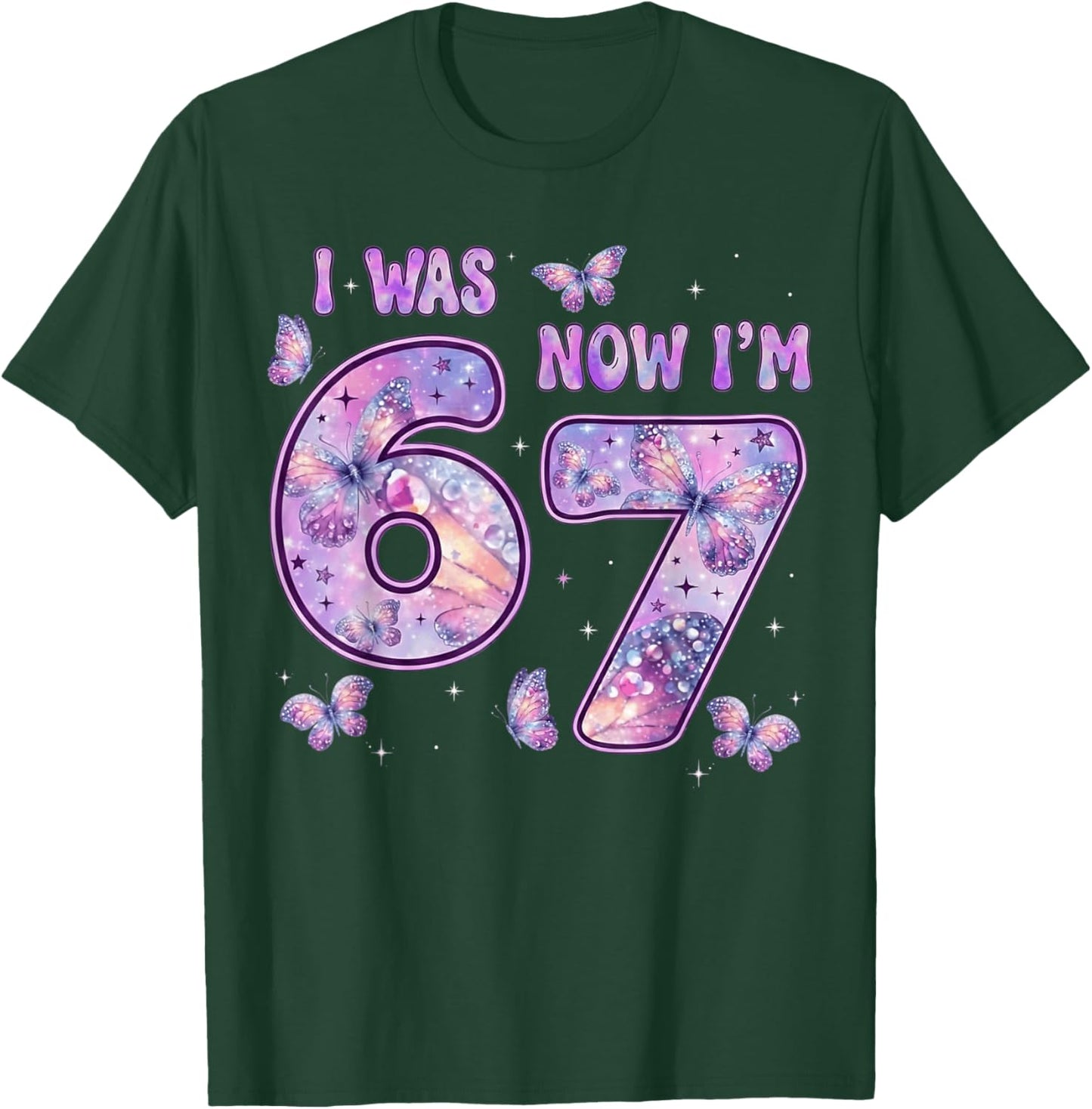 Butterfly 7th Birthday I was 6 Now I'm 7 Birthday Girl Kids T-Shirt - T-Shirt | Forest
