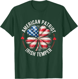 American Patriot Irish Temper St Patricks Day Clover T-Shirt - T-Shirt | Forest