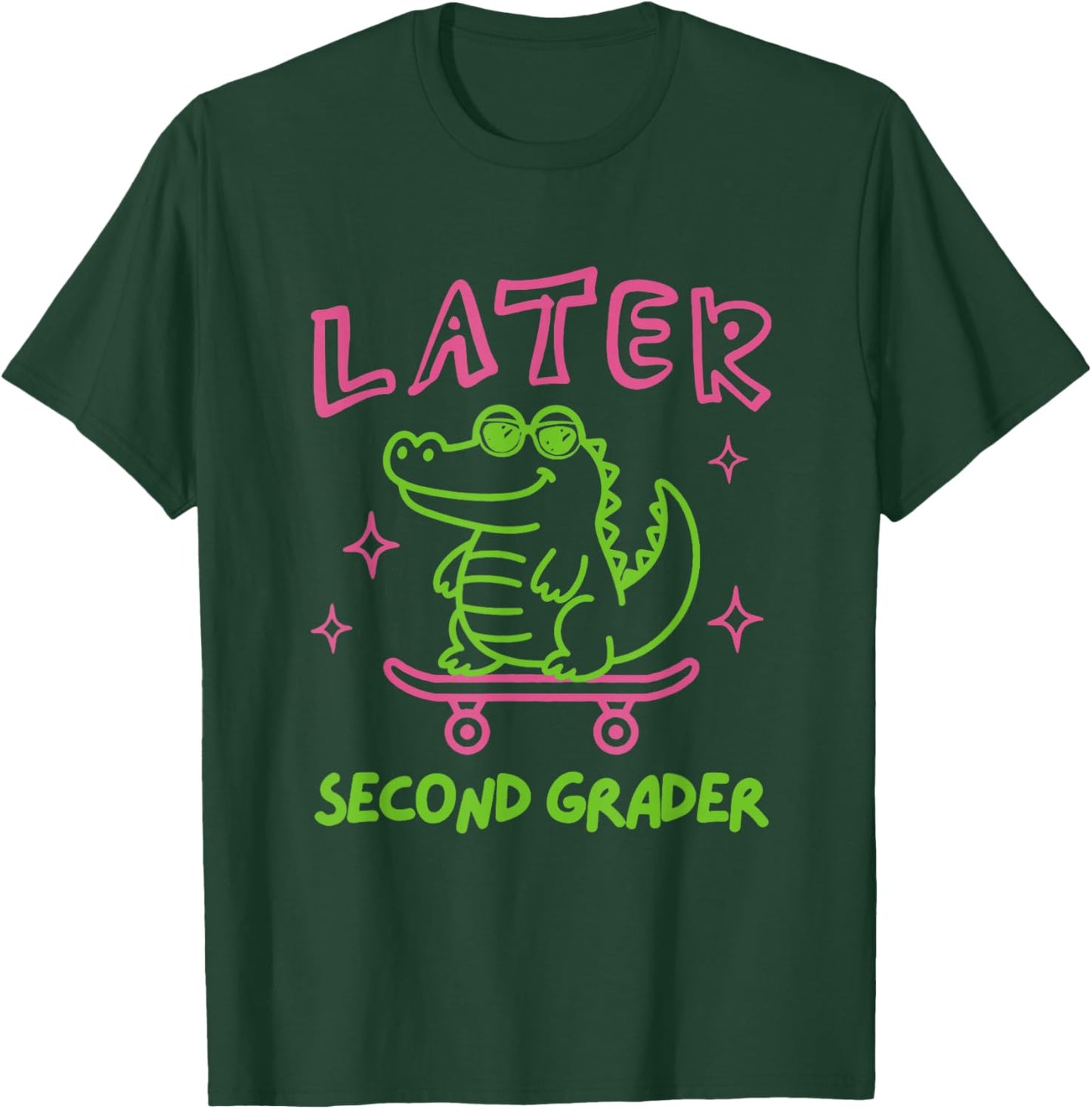 Striped Second Grade See You Later Alligator Summer Teacher T-Shirt - T-Shirt | Forest