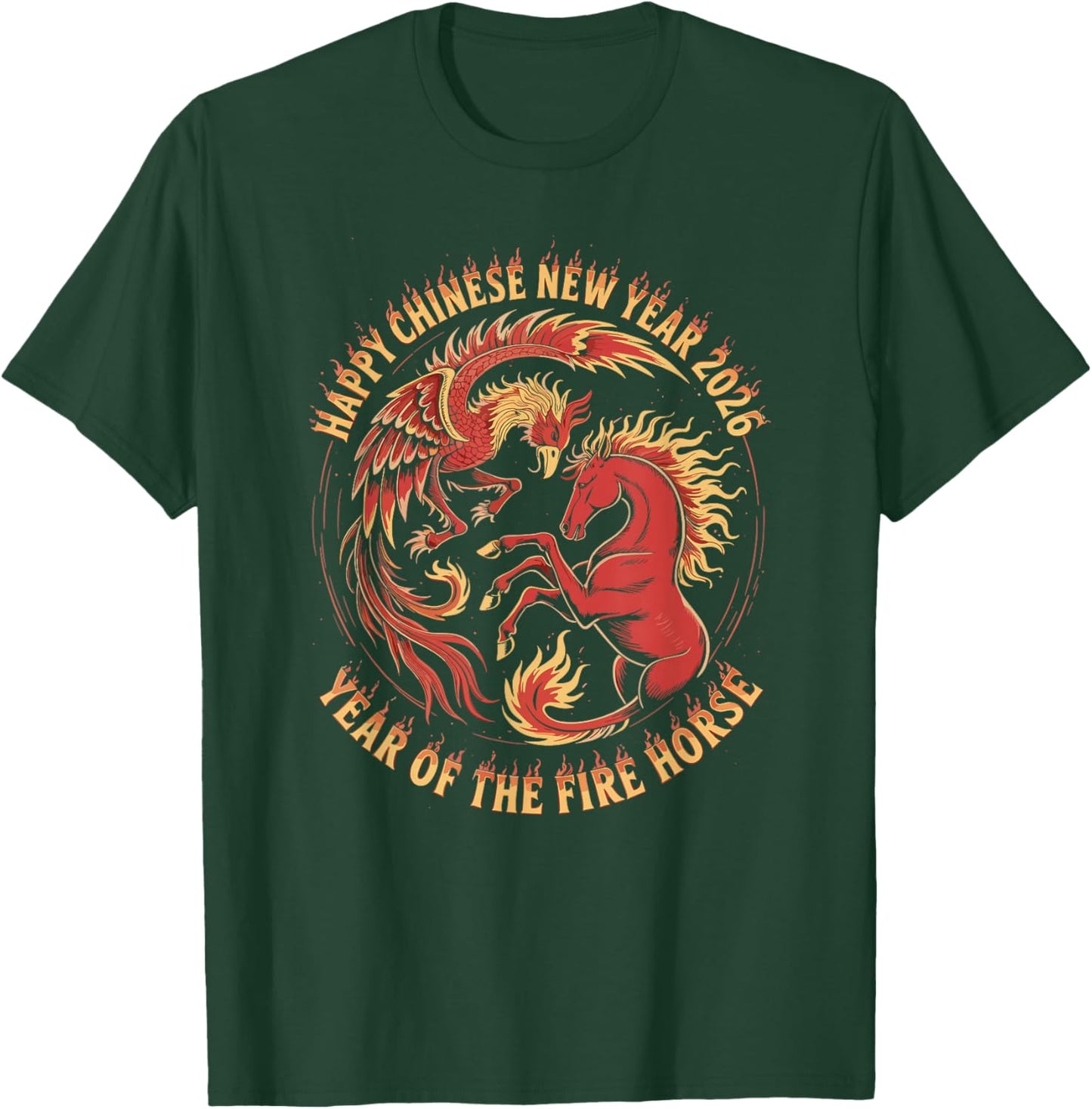 Chinese New Year 2026 Fire Horse Celebration T-Shirt - T-Shirt | Forest