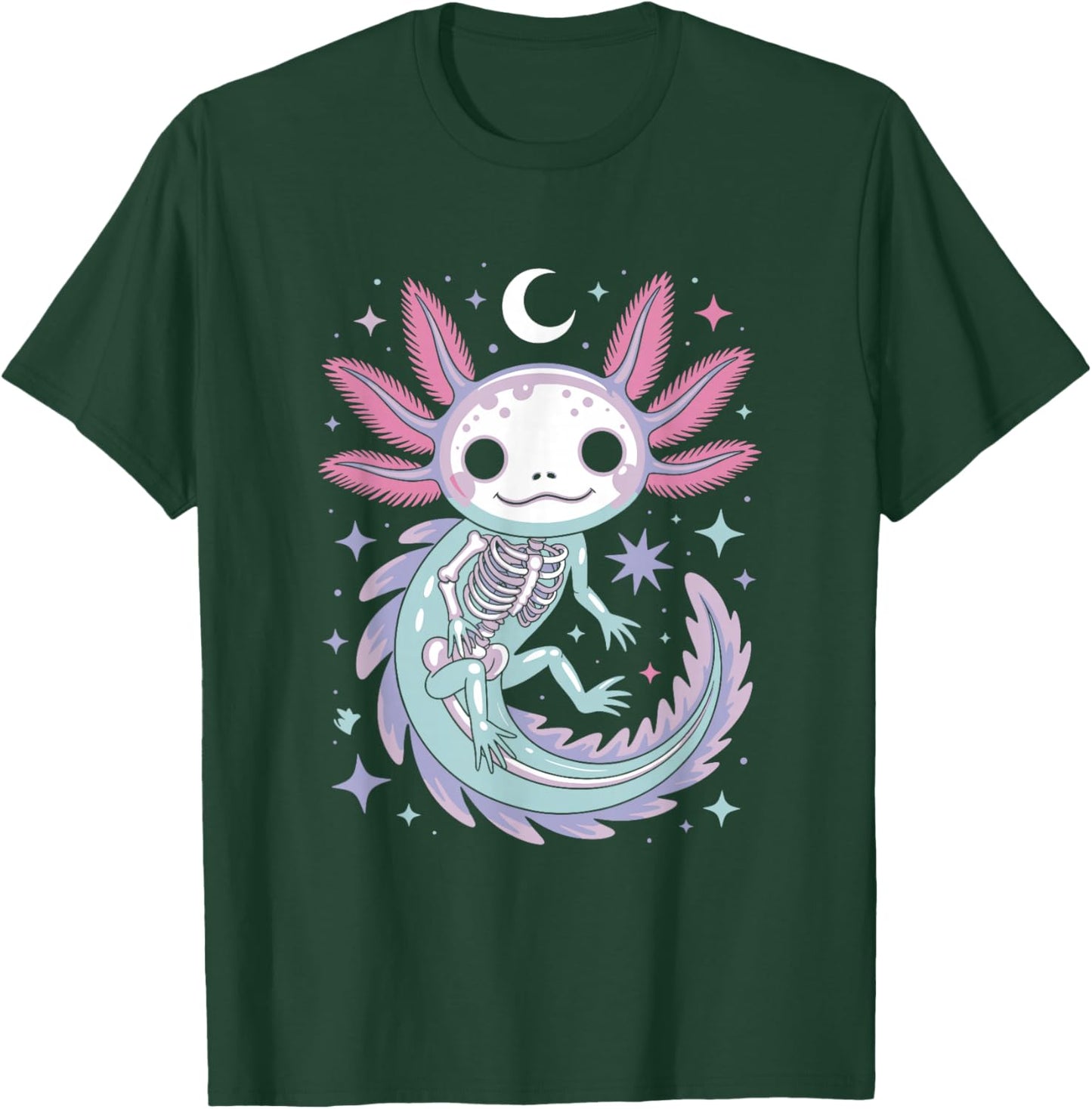 Pastel Goth Girl Kawaii Cute Skeleton Axolotl T-Shirt - T-Shirt | Forest