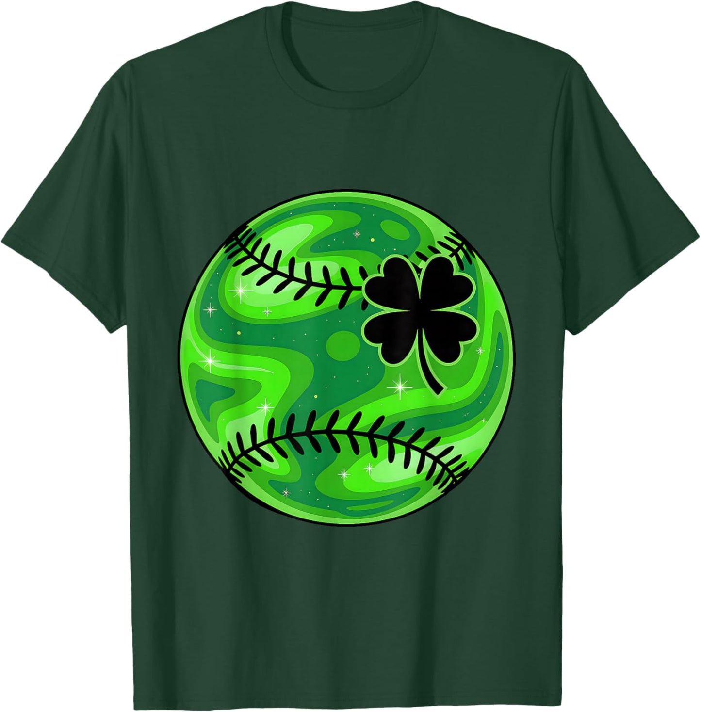 Baseball Shamrock Lucky Clover Irish St Patrick's Day Boys T-Shirt - T-Shirt | Forest