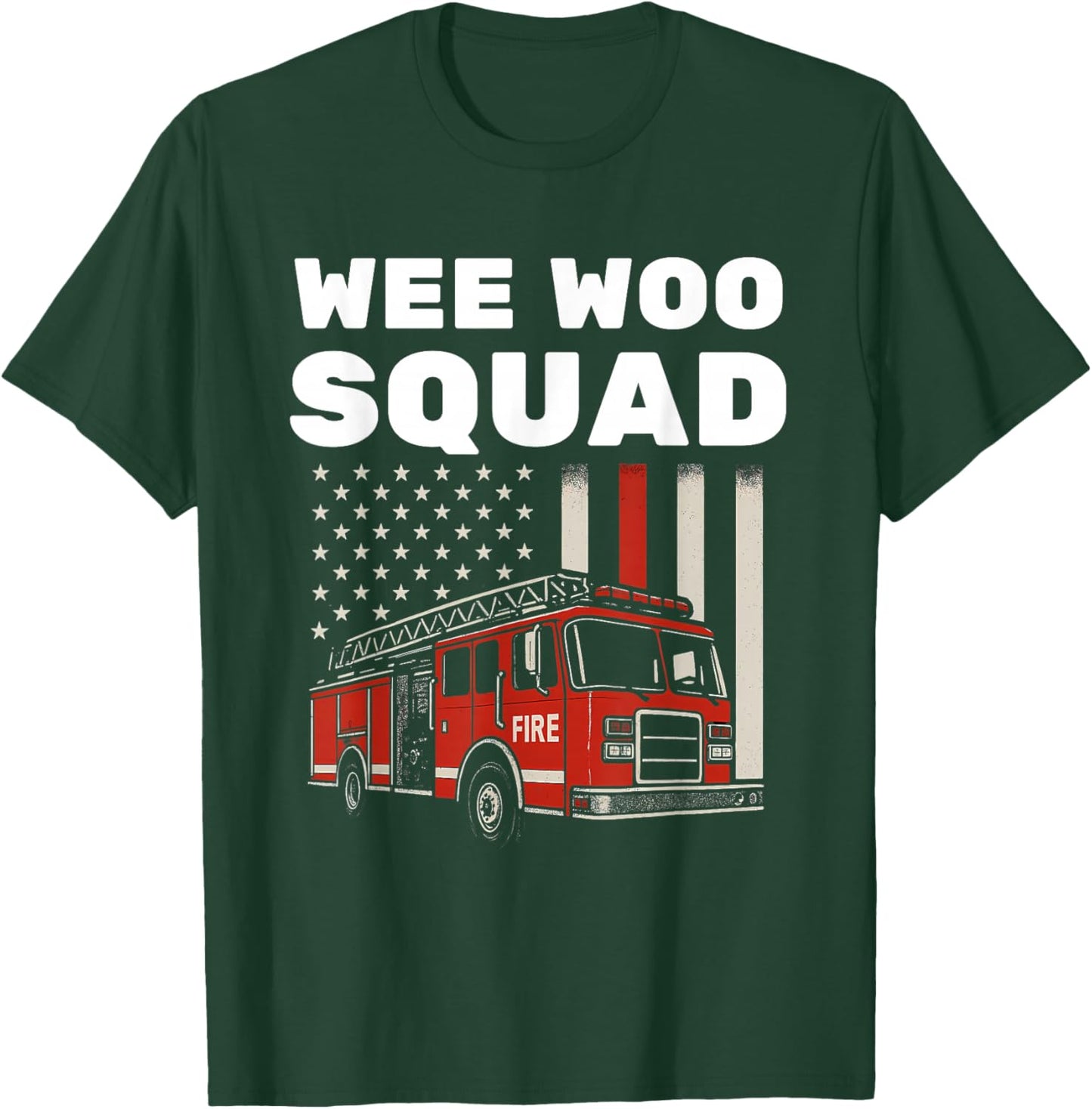 Funny Firefighter Art Women Kids Fire Truck Fireman T-Shirt - T-Shirt | Forest