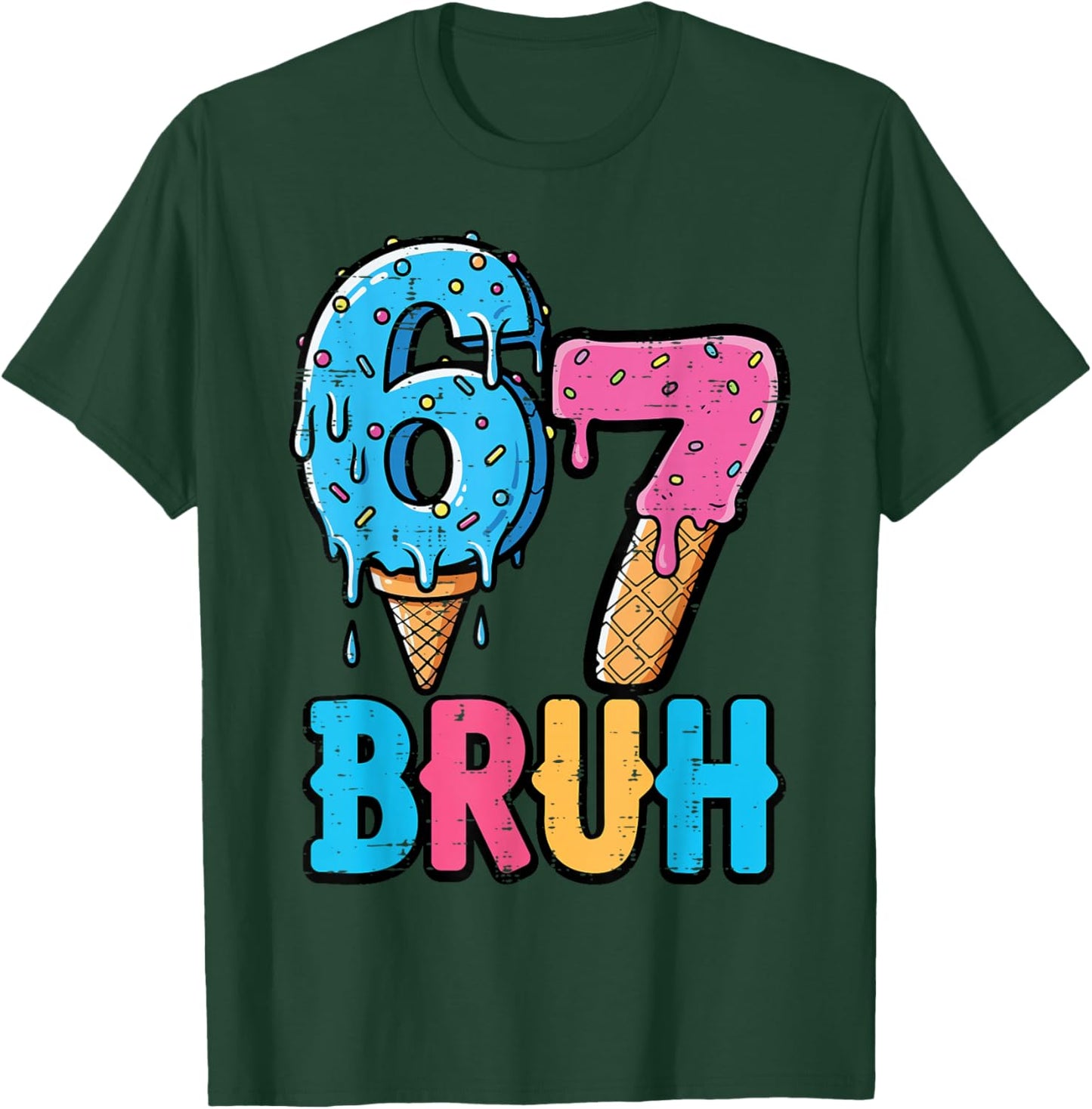 6 7 Bruh Meme Ice Cream Drip 67 Gen Alpha Kids Boys Youth T-Shirt - T-Shirt | Forest
