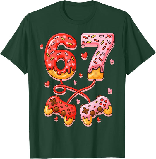 Valentine Video Game Ice Cream Drips Six Seven Controller T-Shirt - T-Shirt | Forest