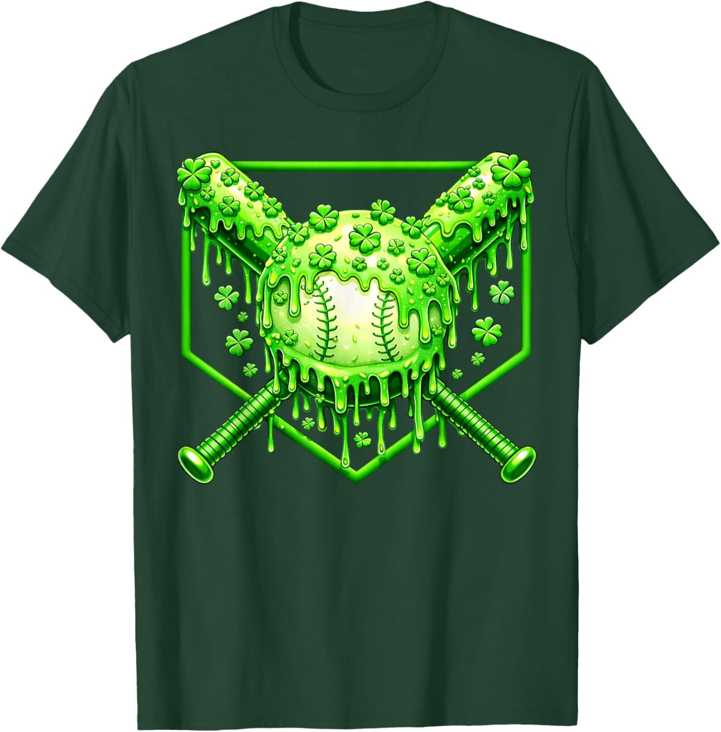 Dripping Drip Baseball Shamrock St Patricks Boy Kid T-Shirt - T-Shirt | Forest