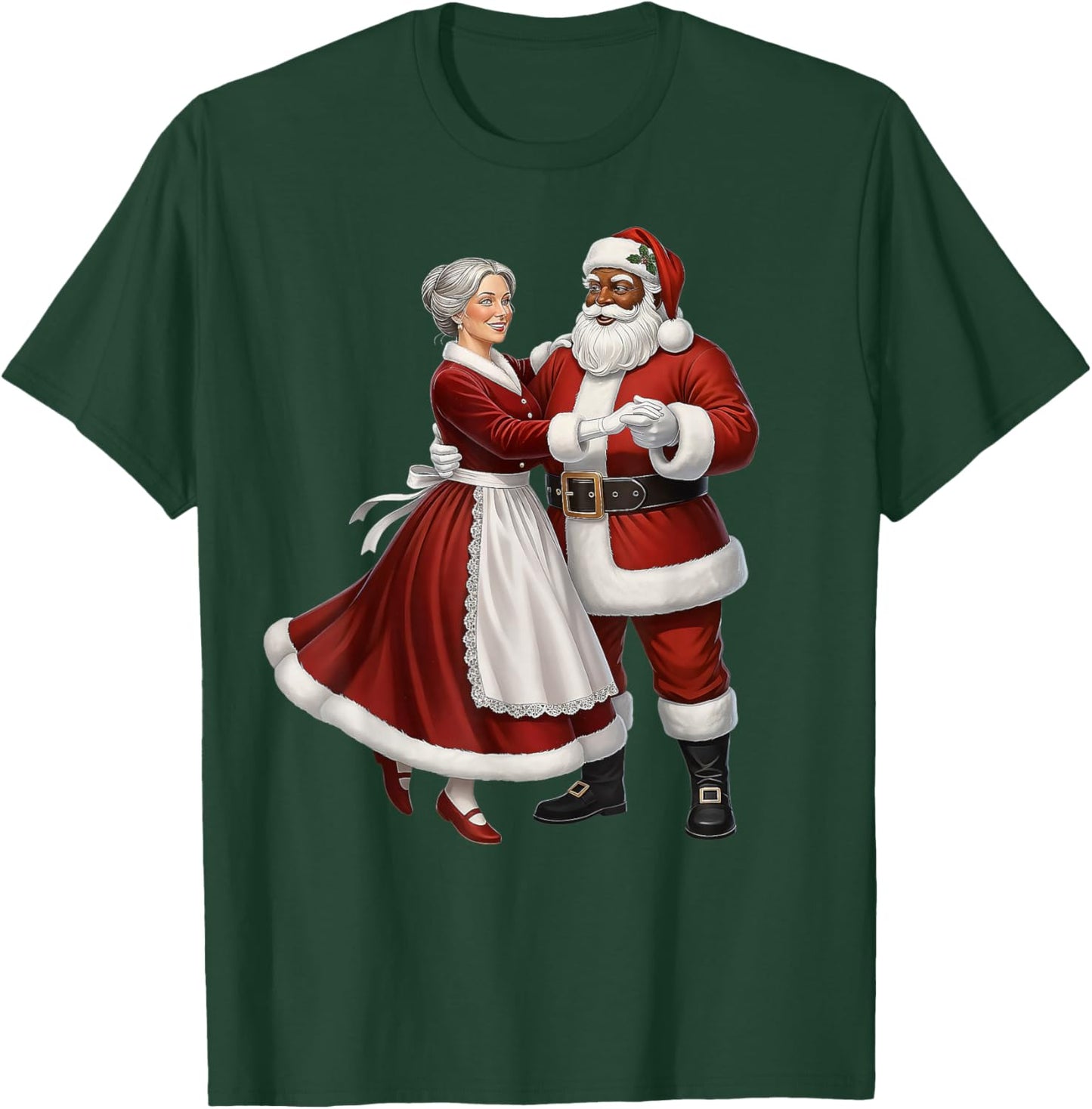 African Santa Mrs Claus Dancing African American Christmas T-Shirt - T-Shirt | Forest