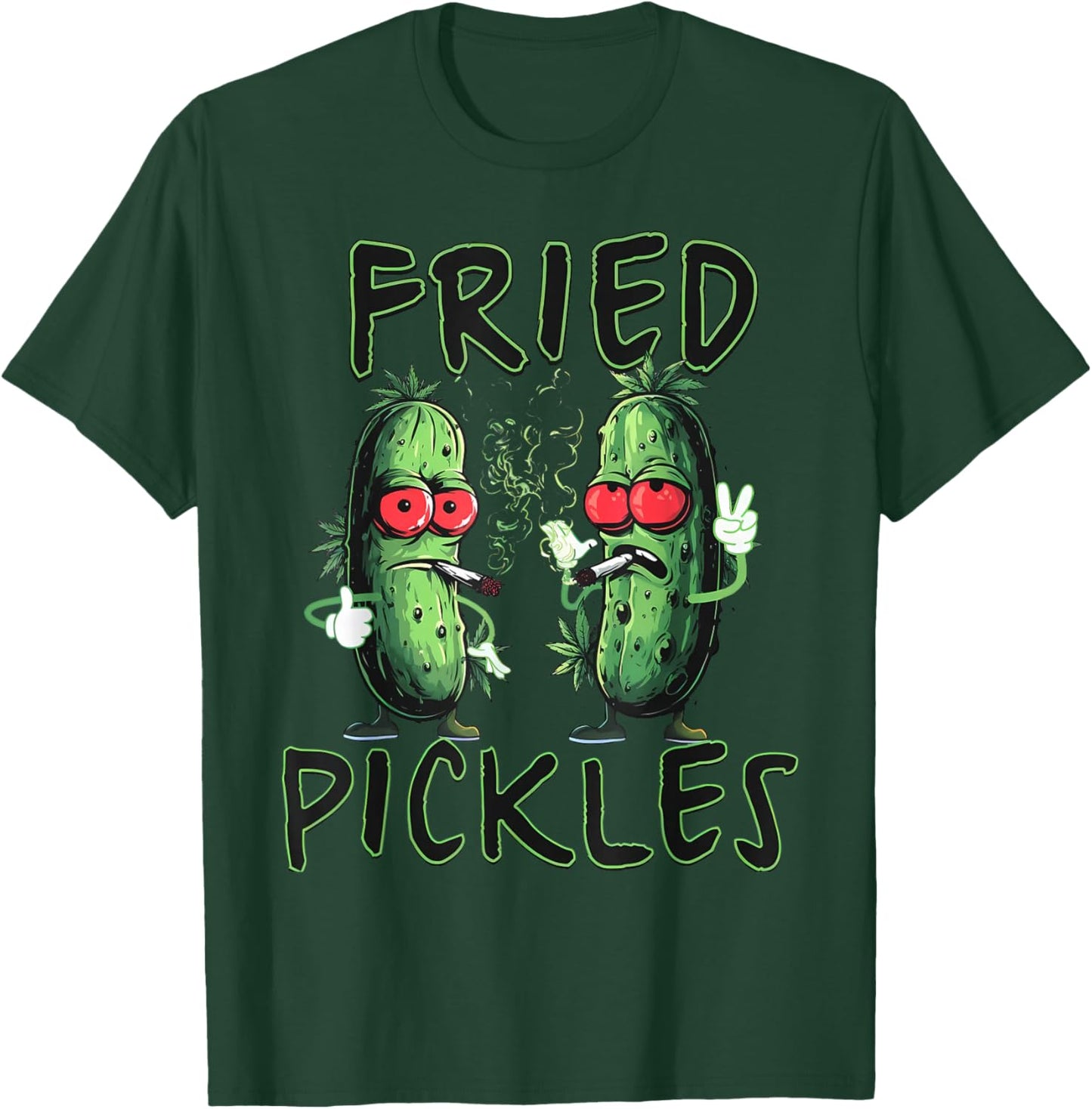 Funny Pickle Smoking Joint Weed Lover Cannabis Marijuana 420 T-Shirt - T-Shirt | Forest
