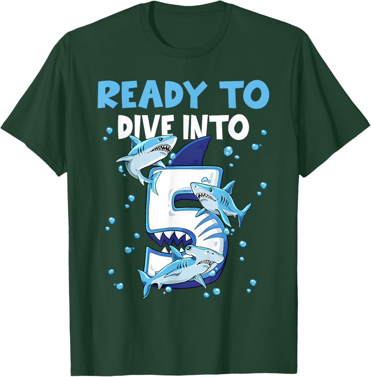 Ready to Dive into 5 Design for a 5 Years Old Birthday boy T-Shirt - T-Shirt | Forest