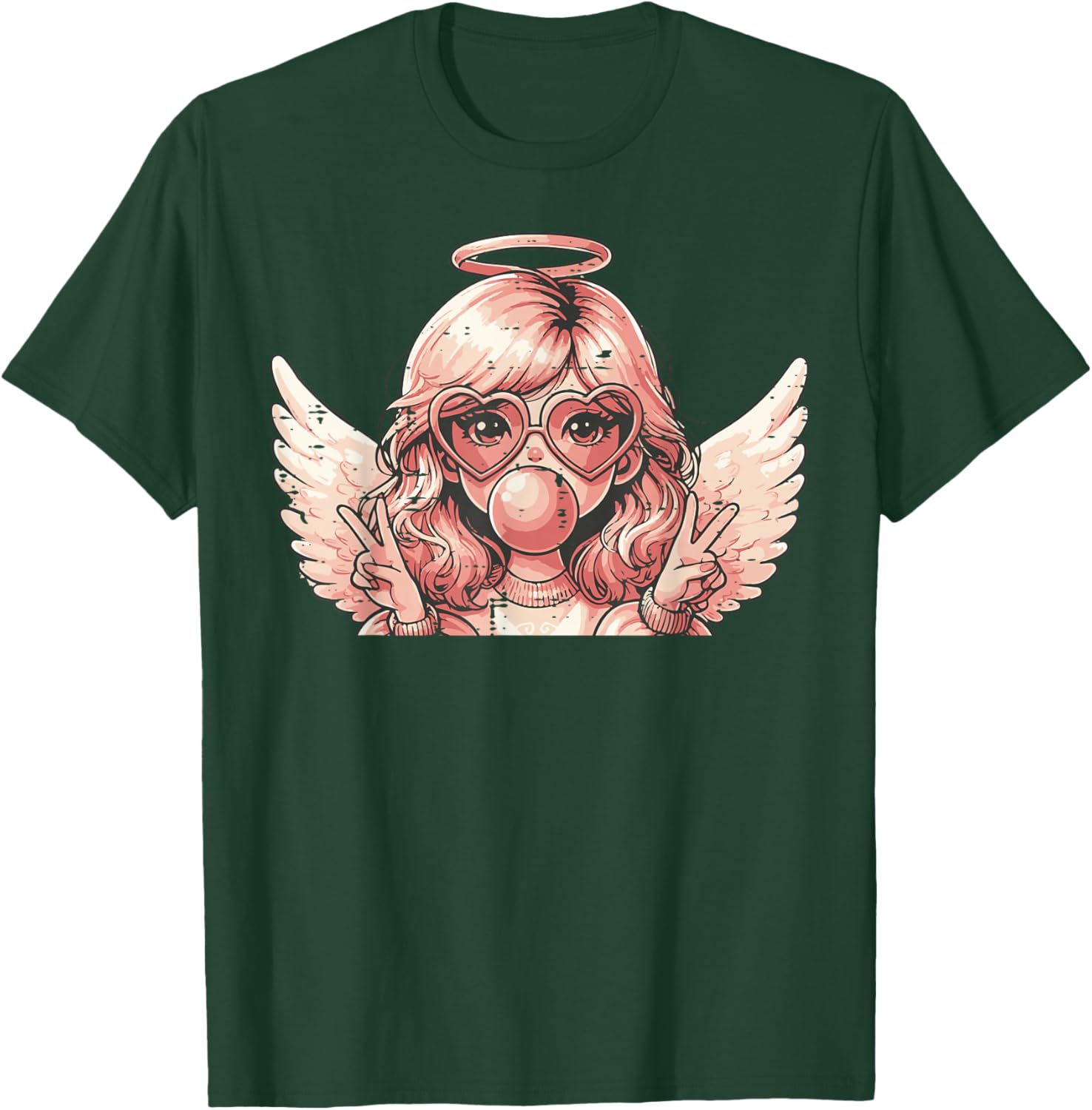 Valentines Day Angel Heart Bubblegum Girls Kids Women T-Shirt - T-Shirt | Forest