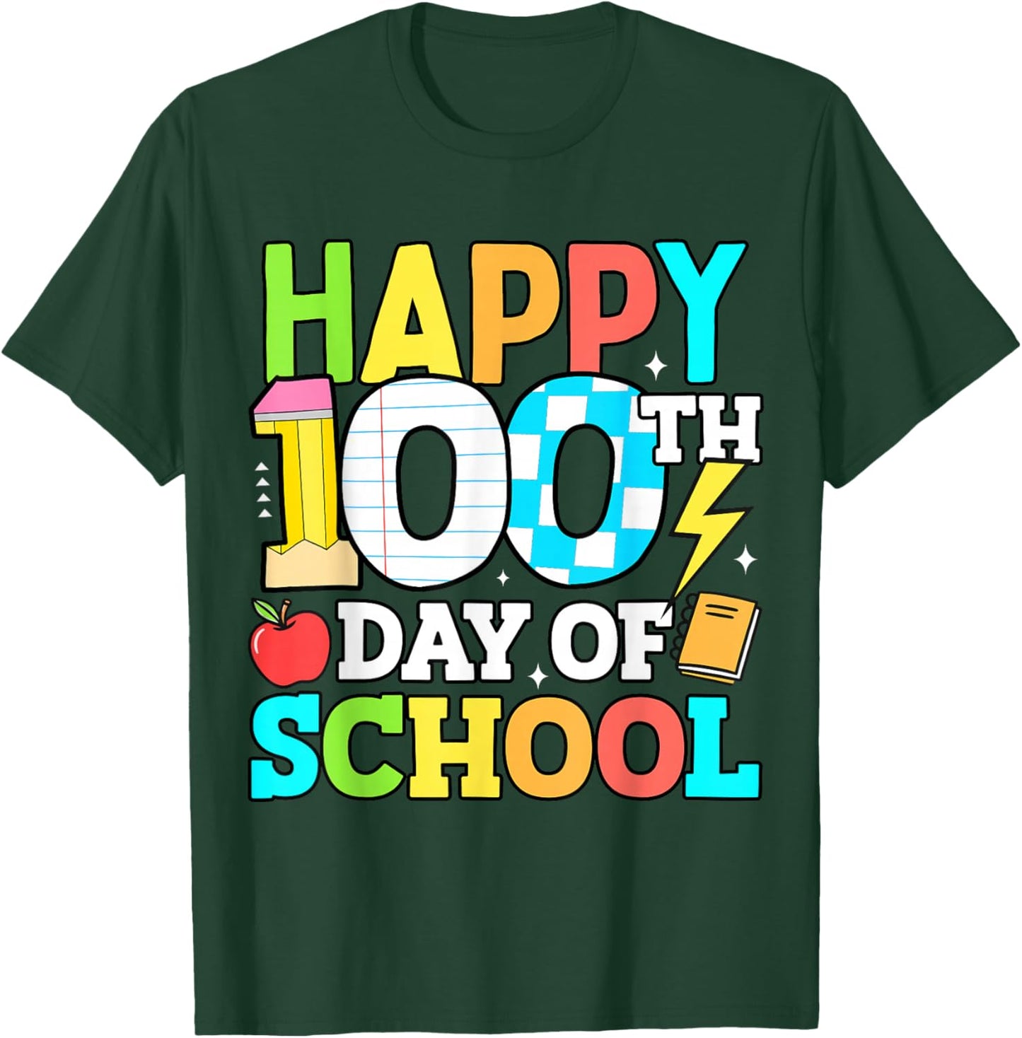 Happy 100 Days of School Teacher 100th Day of School Kids T-Shirt - T-Shirt | Forest