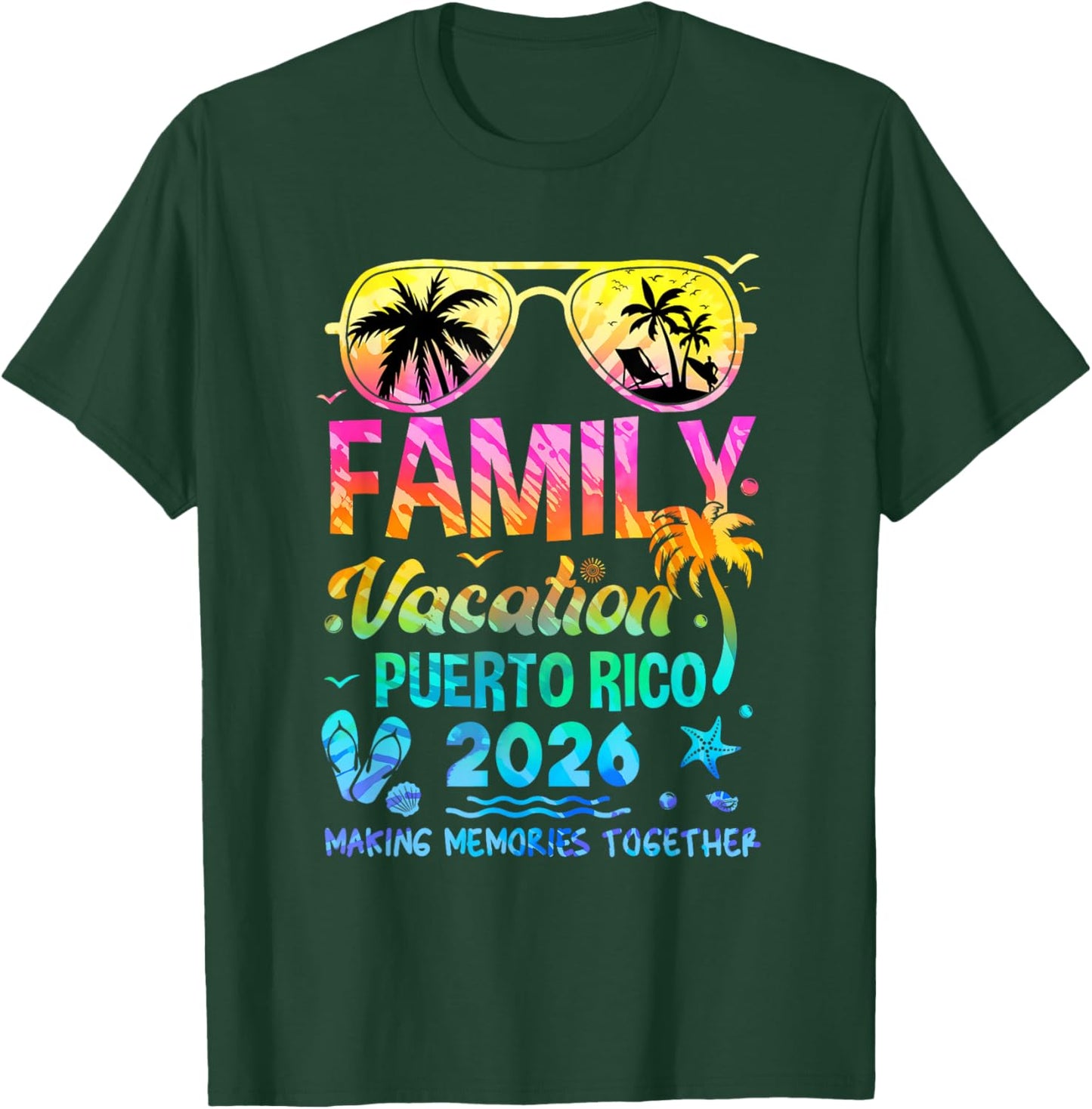 Family Vacation 2026 Puerto Rico Matching Memories Together T-Shirt - T-Shirt | Forest