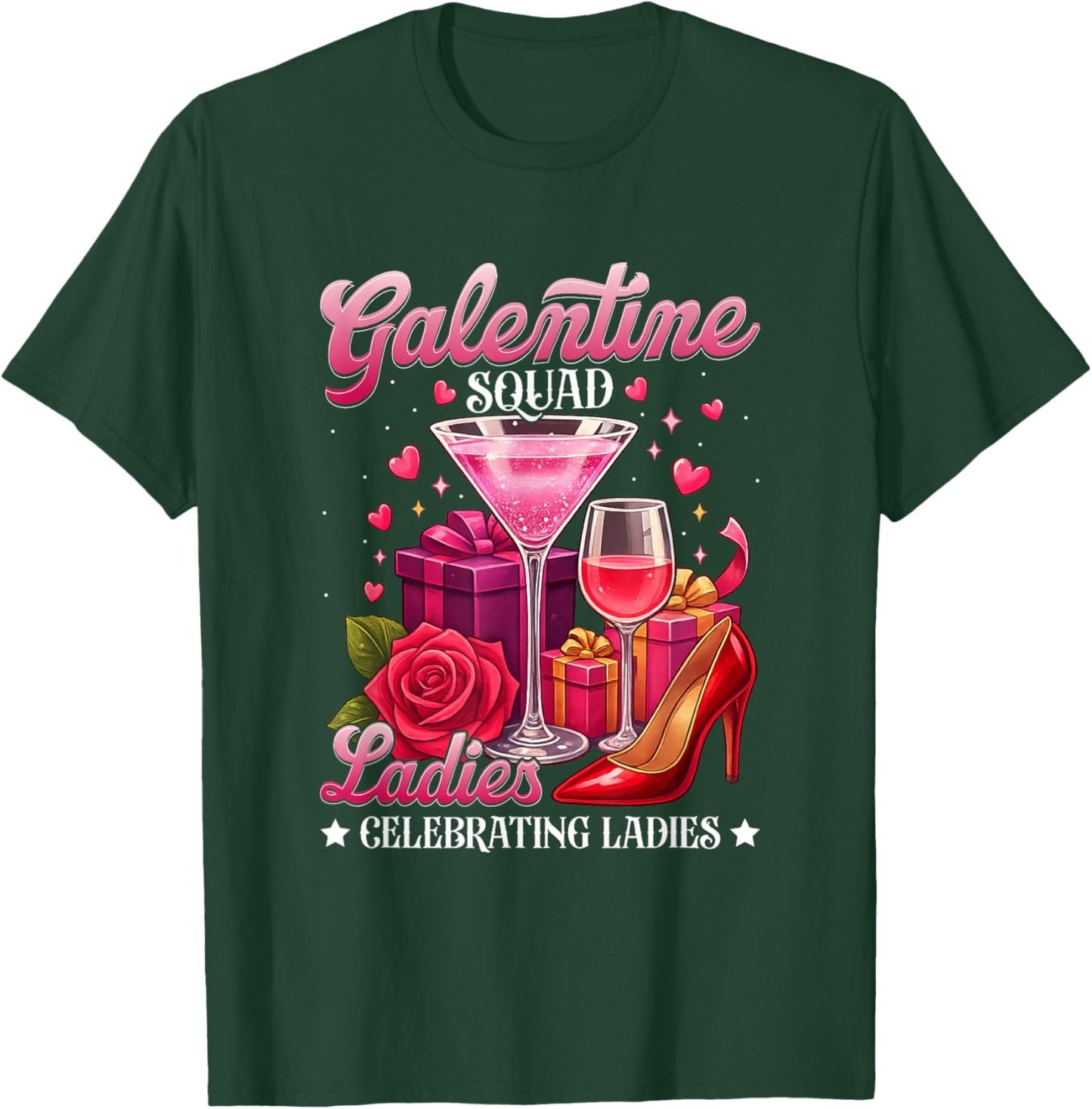 Galentine Squad Ladies Martini Party Celebration Design T-Shirt - T-Shirt | Forest