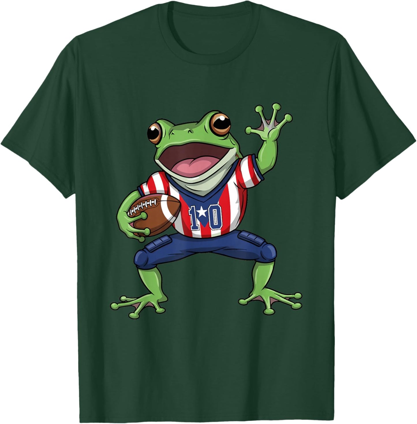 Funny Coqui Frog Puerto Rico Flag Football Boricua T-Shirt - T-Shirt | Forest