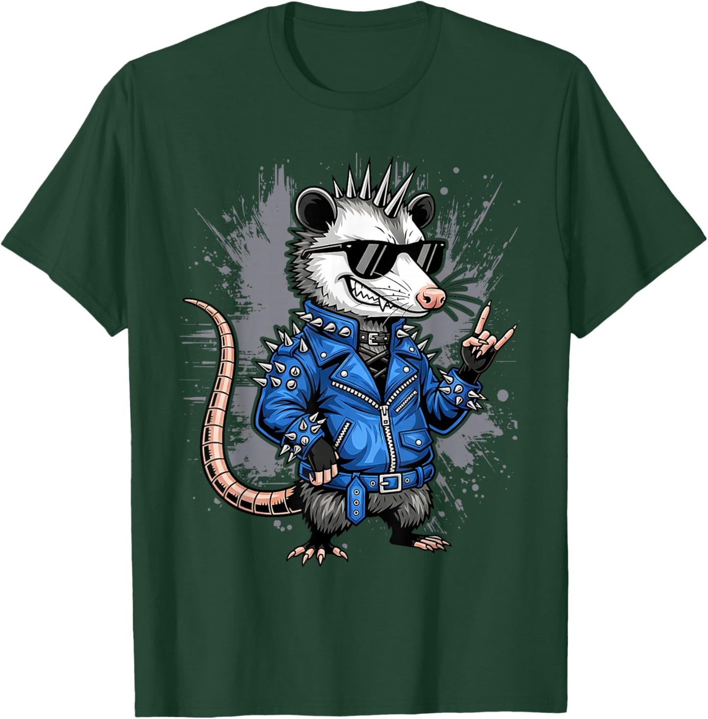 Punk Rocker Possum Funny Rock and Roll Opossum Music Lover T-Shirt - T-Shirt | Forest