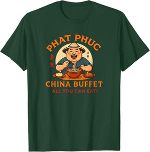 Phat Phuc China Buffet Funny Asian-Inspired Cartoon Design T-Shirt - T-Shirt | Forest