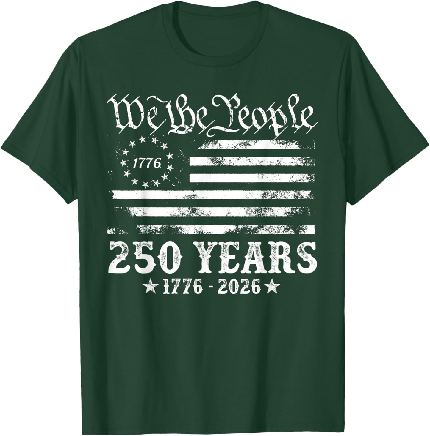 Vintage 250 Years American Flag 1776 2026 250th USA Birthday T-Shirt - T-Shirt | Forest