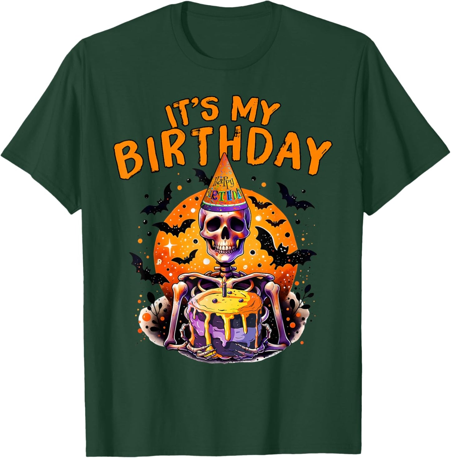 It's My Birthday Skeleton Happy Halloween Birthday Party T-Shirt - T-Shirt | Forest