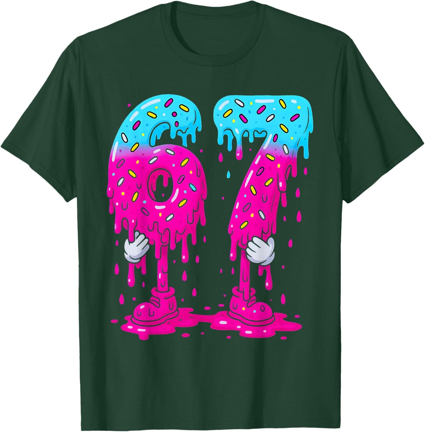 Six Seven Ice Cream Drip Sports Cool Meme 67 Funny Number T-Shirt - T-Shirt | Forest