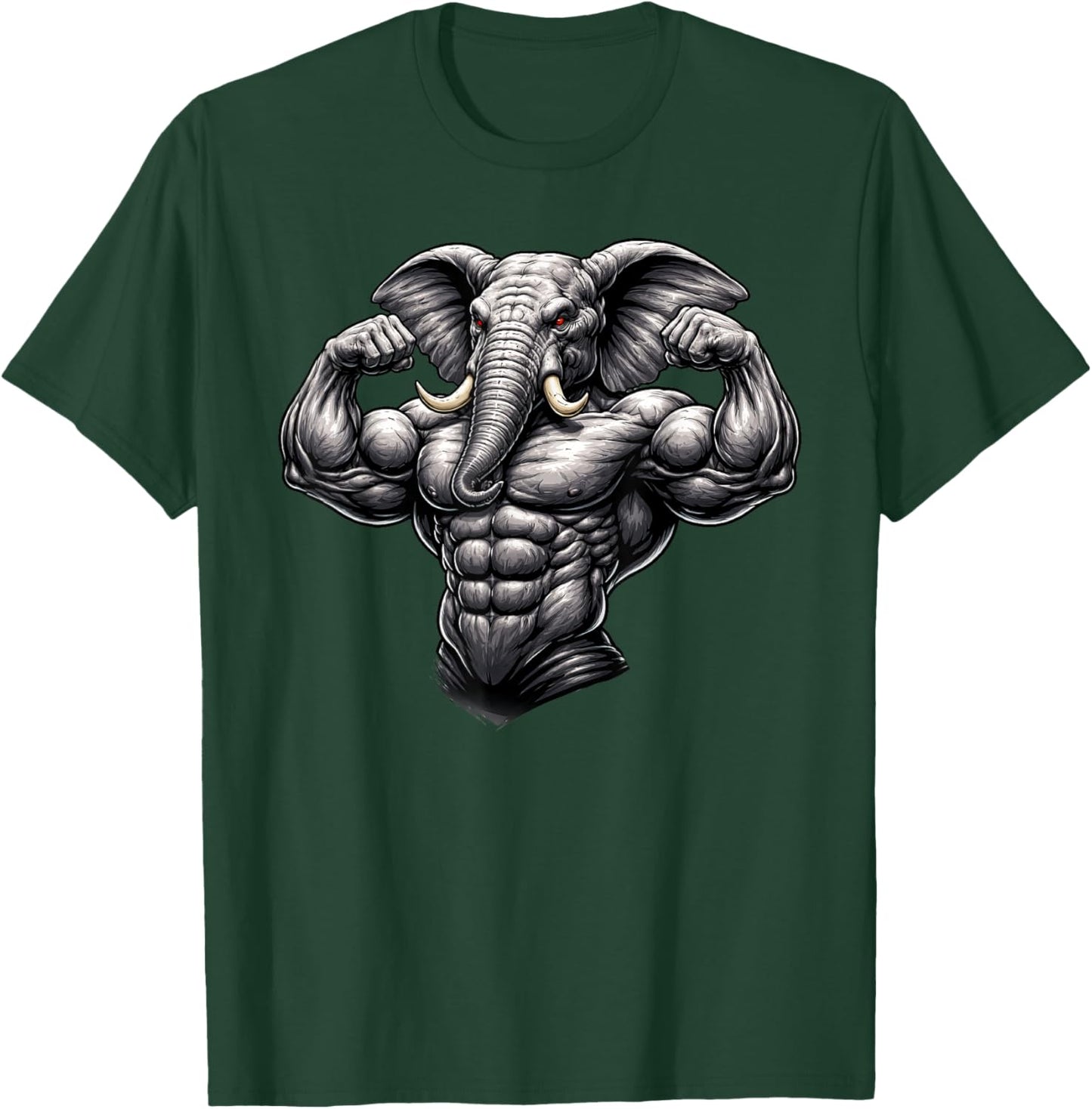 Muscular Elephant Powerlifting Weightlifting Gym Workout T-Shirt - T-Shirt | Forest