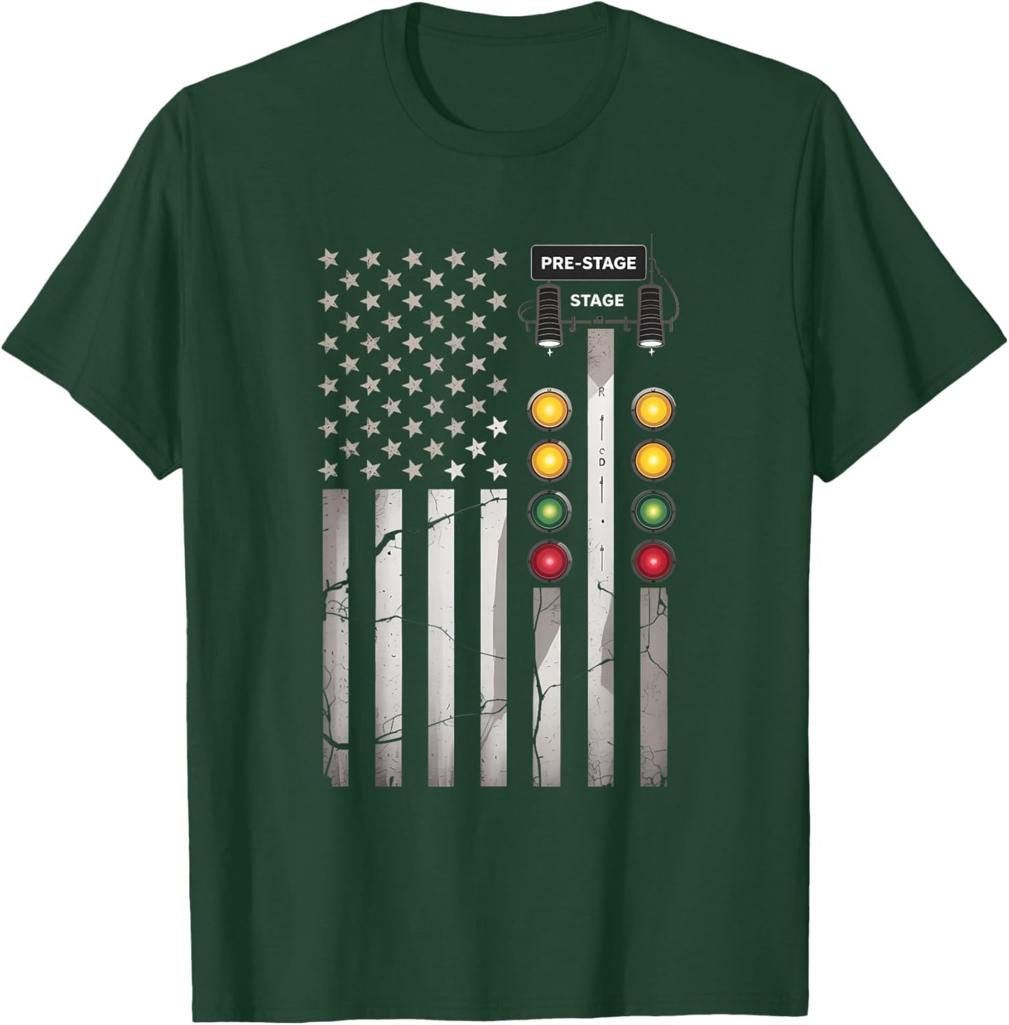 Drag Racing American Flag Drag Racer Tree Light T-Shirt - T-Shirt | Forest