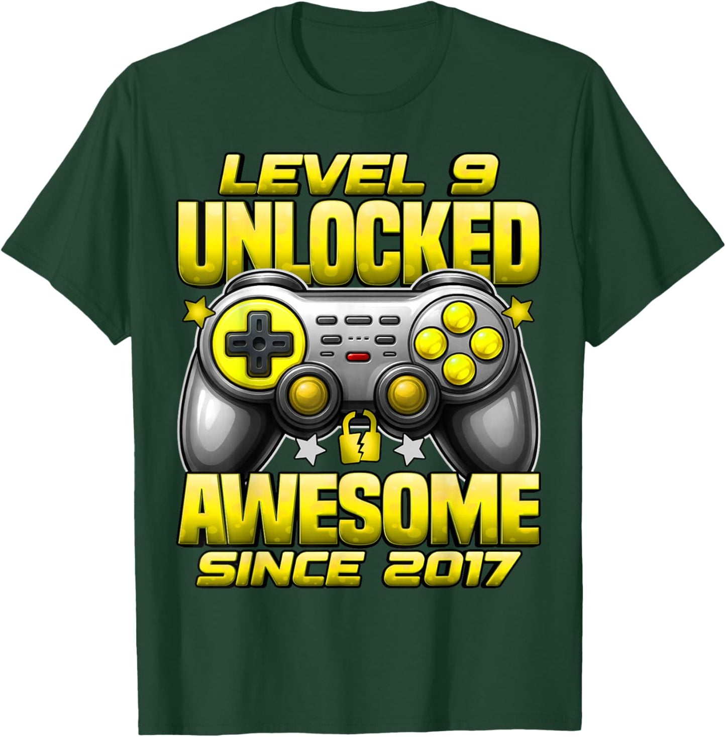 Level 9 Unlocked 9 Year Old Gifts for Boys 9th Birthday Boy T-Shirt - T-Shirt | Forest