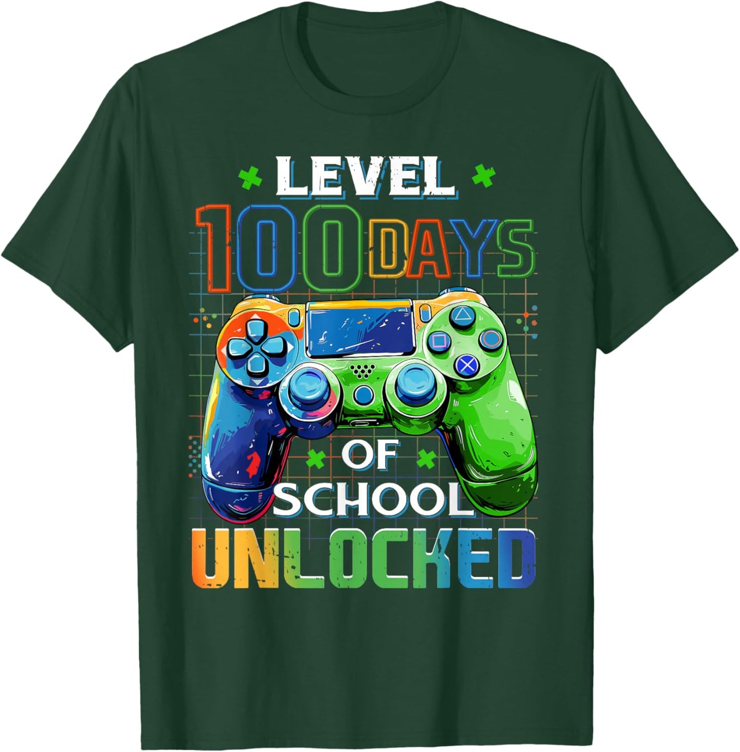 Level 100 Days of School Unlocked Boys 100th Day of School T-Shirt - T-Shirt | Forest