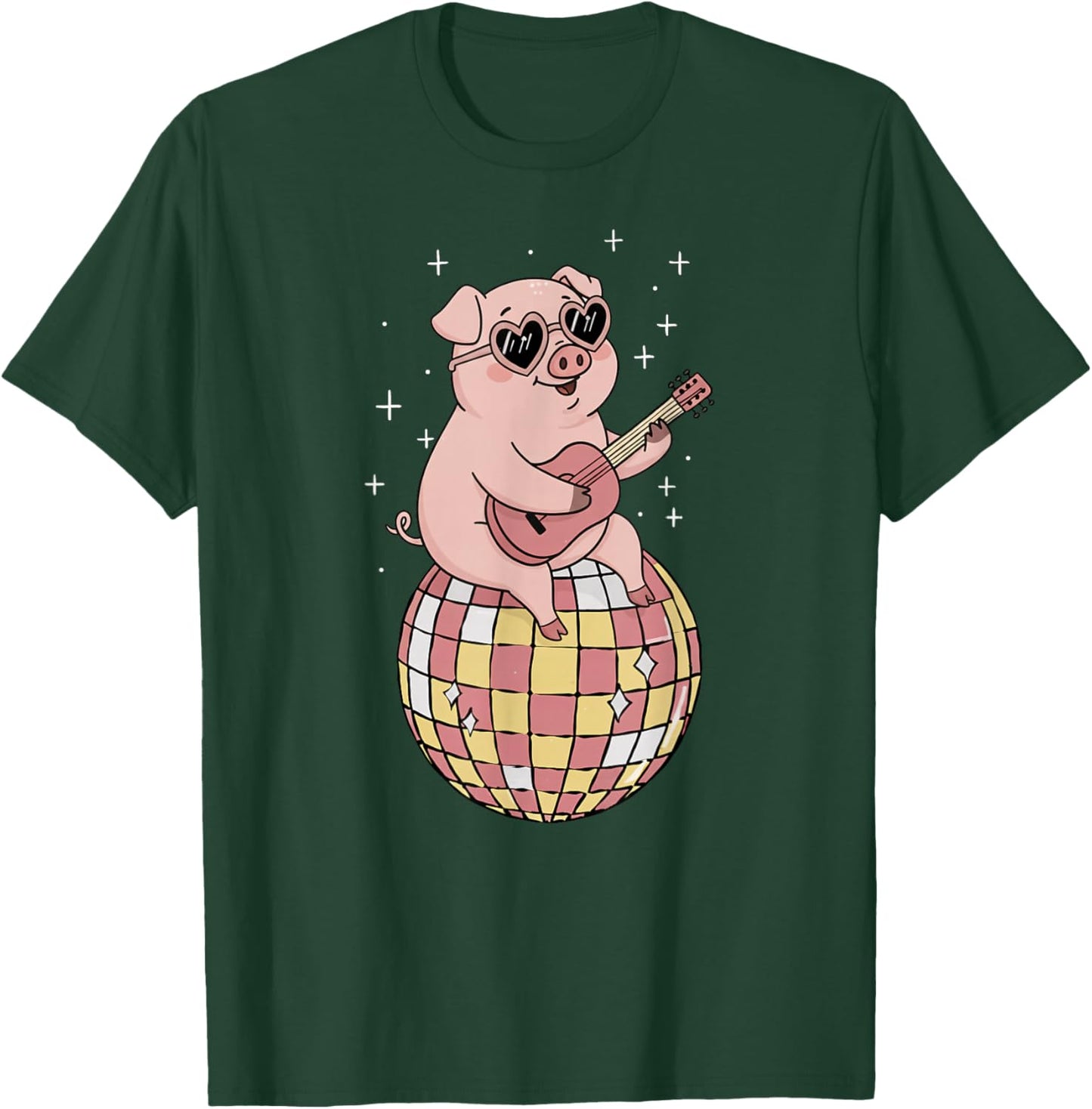 Funny Pig Disco Dancing Ball Groovy Retro 80s Costume T-Shirt - T-Shirt | Forest