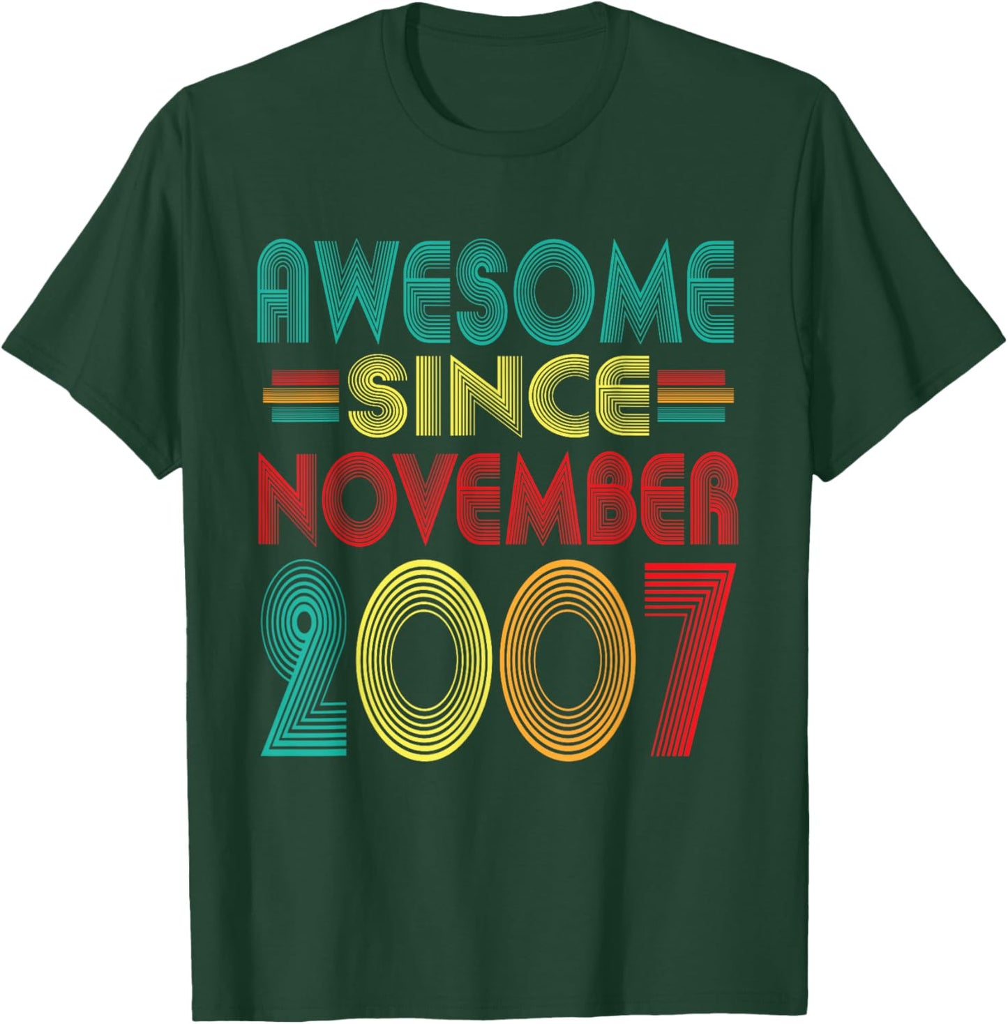 Awesome Since November 2007 Years 18th Bday Funny Vintage T-Shirt - T-Shirt | Forest