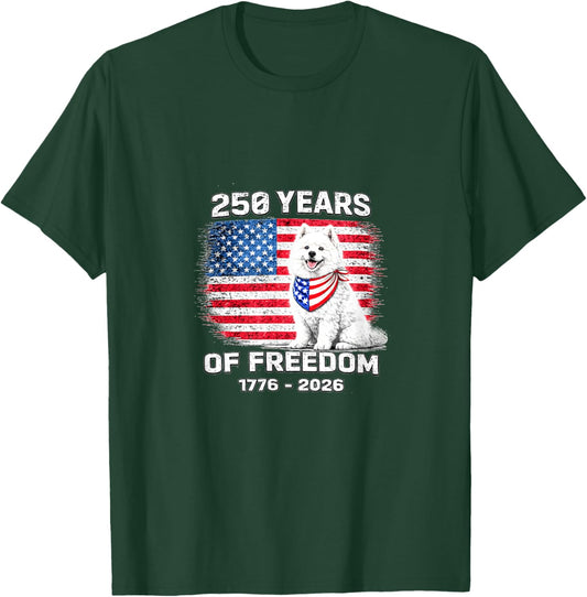 250 Years America Anniversary Samoyed 250th Anniversary T-Shirt - T-Shirt | Forest