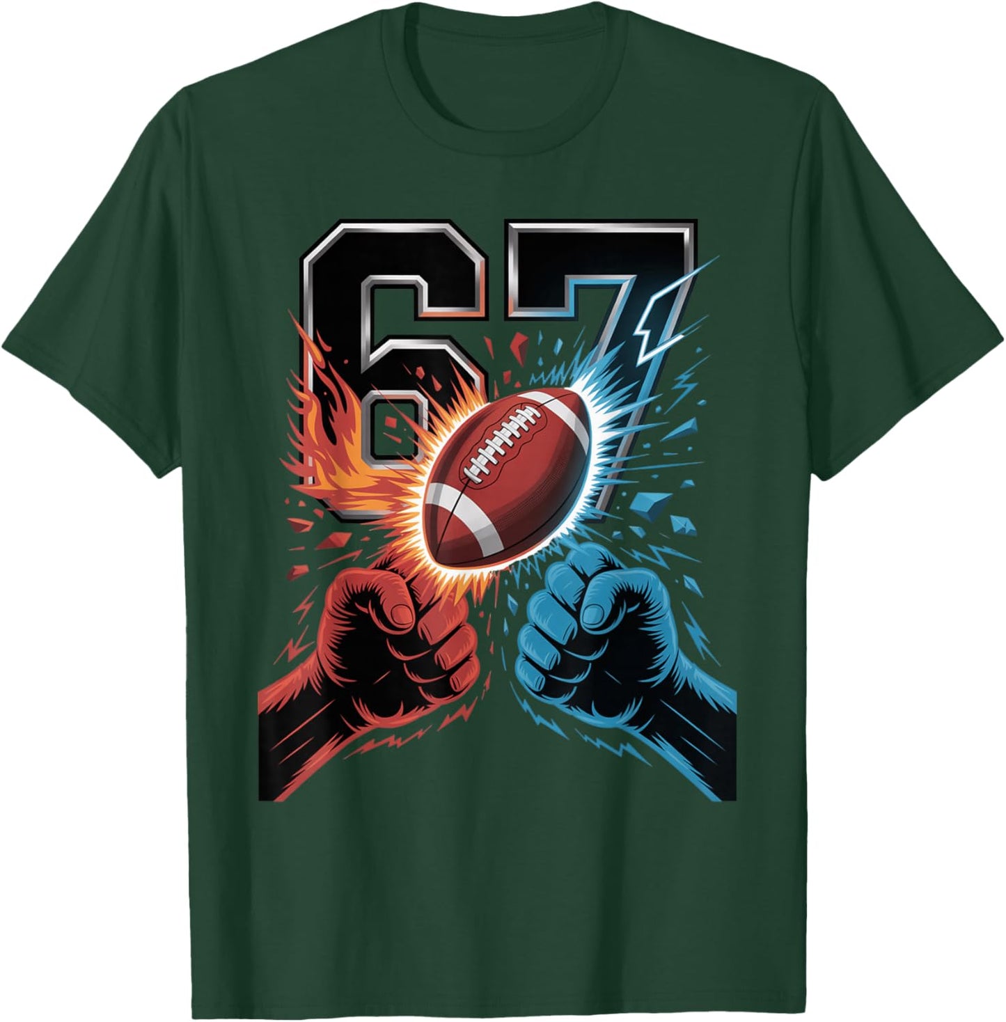 American Football 67 Six Seven Alpha Power Meme for Boys Men T-Shirt - T-Shirt | Forest