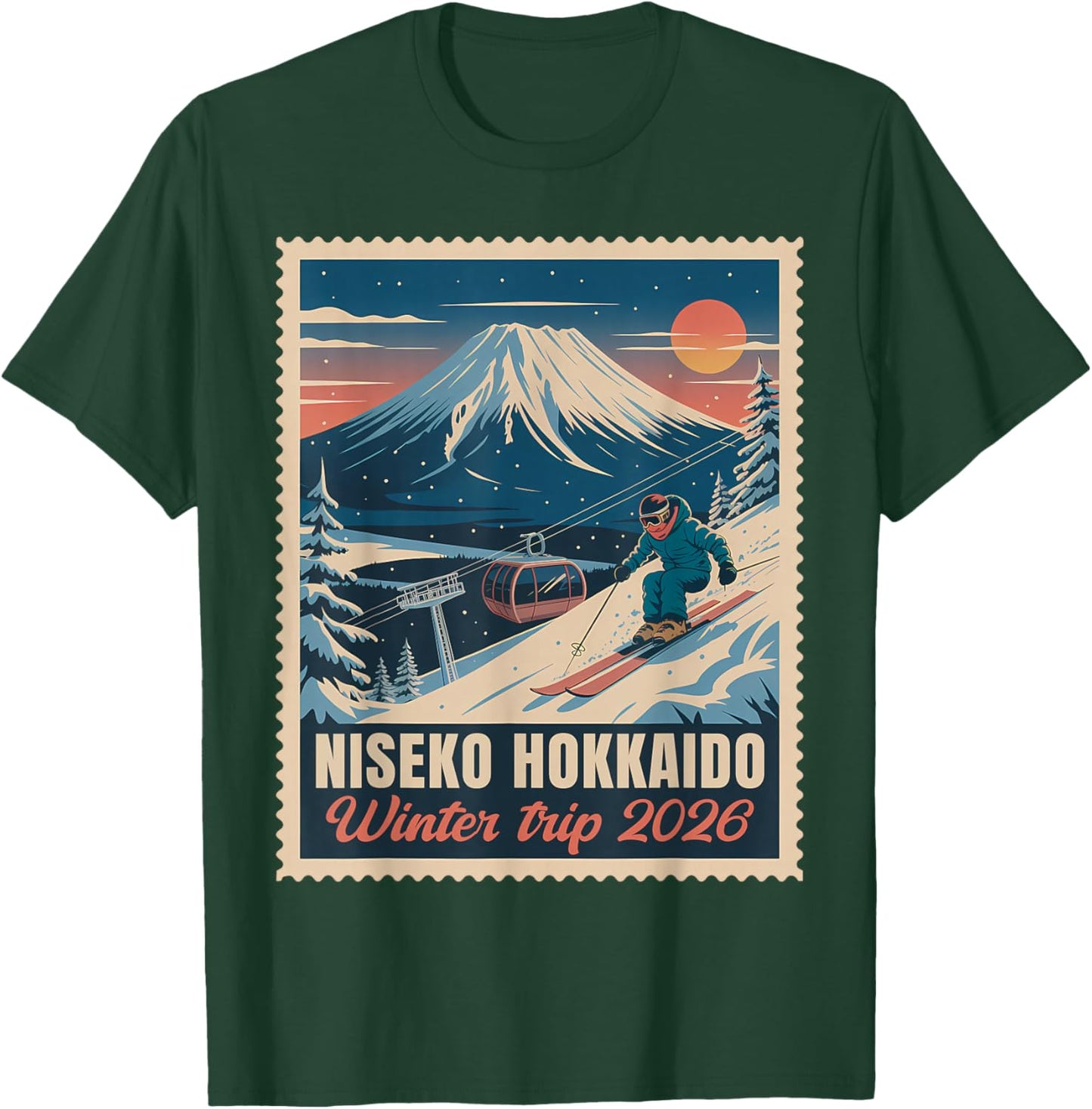 Retro Niseko Hokkaido Japan Winter Trip 2026 Mt Yotei Travel T-Shirt - T-Shirt | Forest