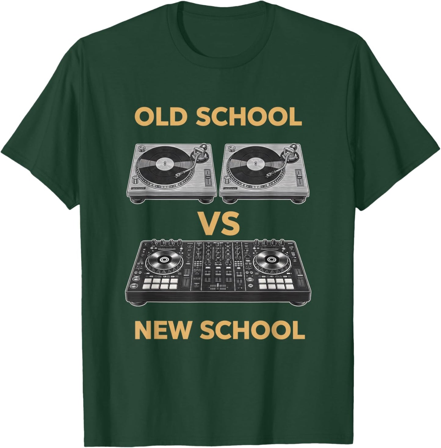 Old School Vs New School Dj Turntable Vs Controller Music Dj T-Shirt - T-Shirt | Forest