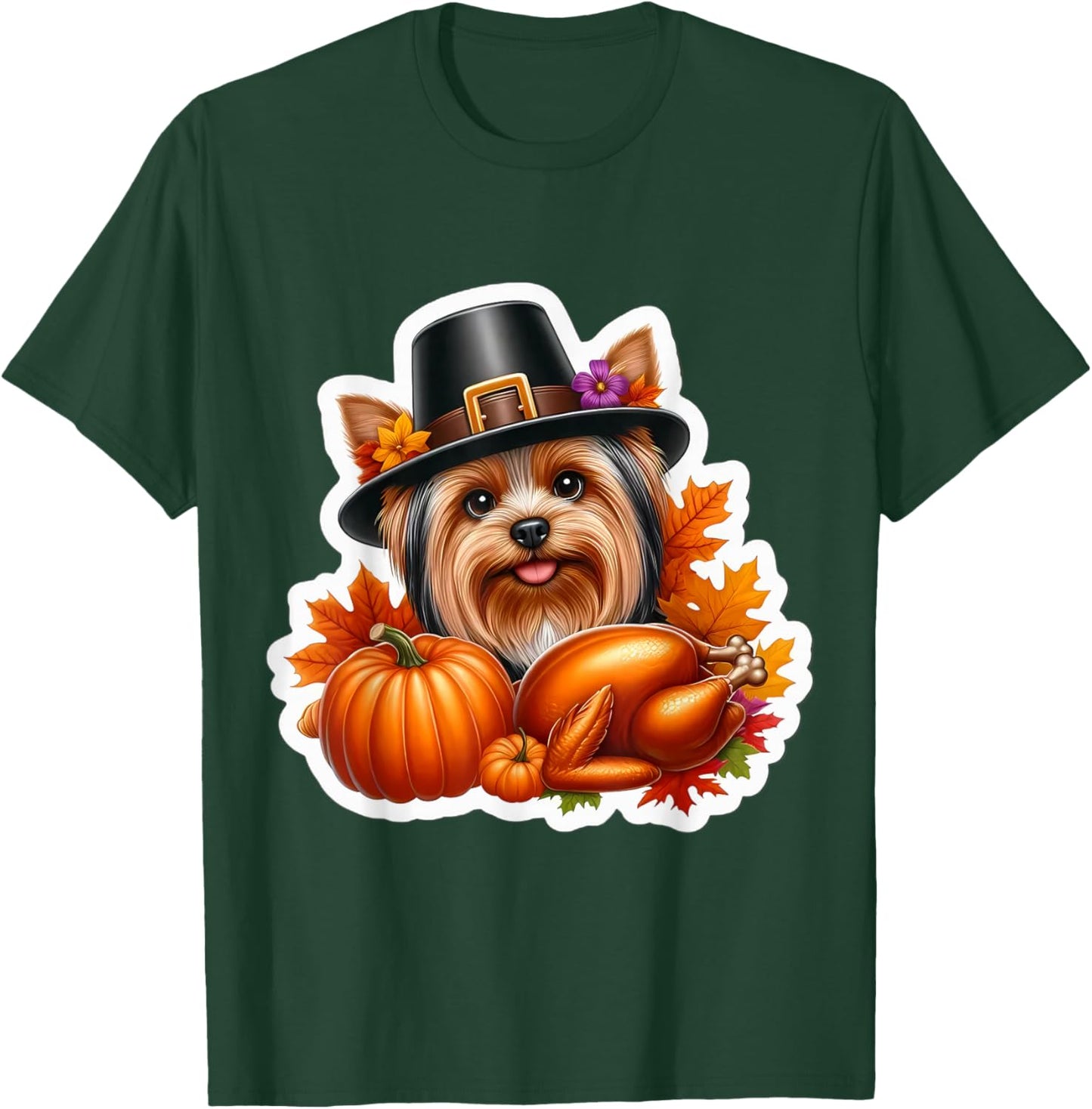Thanksgiving Silky Terrier Dog Owner Mom Dad Lover Funny T-Shirt - T-Shirt | Forest