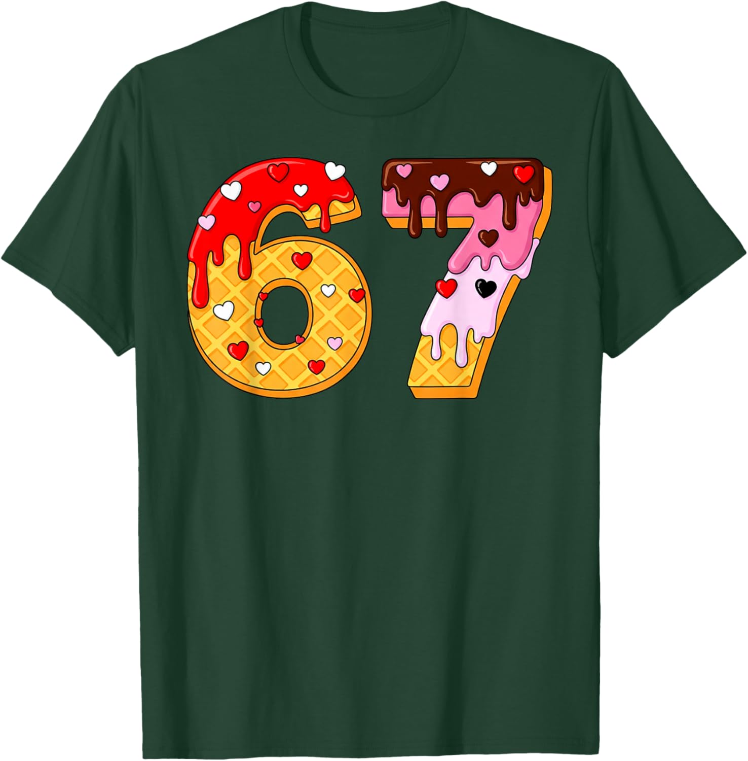 67 Ice Cream Drip Meme Funny Six Seven 67 Valentines T-Shirt - T-Shirt | Forest