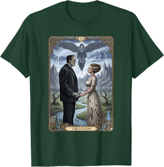 The Monster Frankenstein and Bride Lovers Tarot Card T-Shirt - T-Shirt | Forest