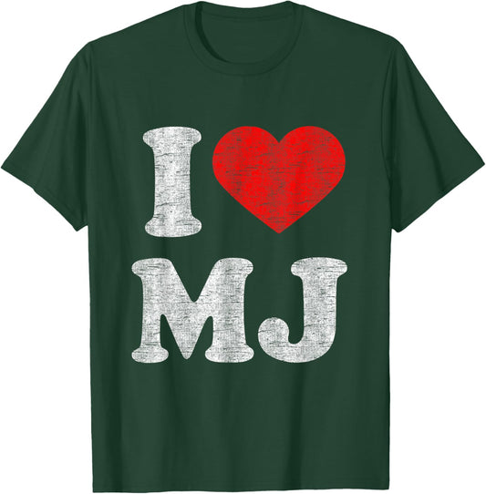 I Love MJ Red Heart Vintage Retro 1980s Men Women 80s Fan T-Shirt - T-Shirt | Forest
