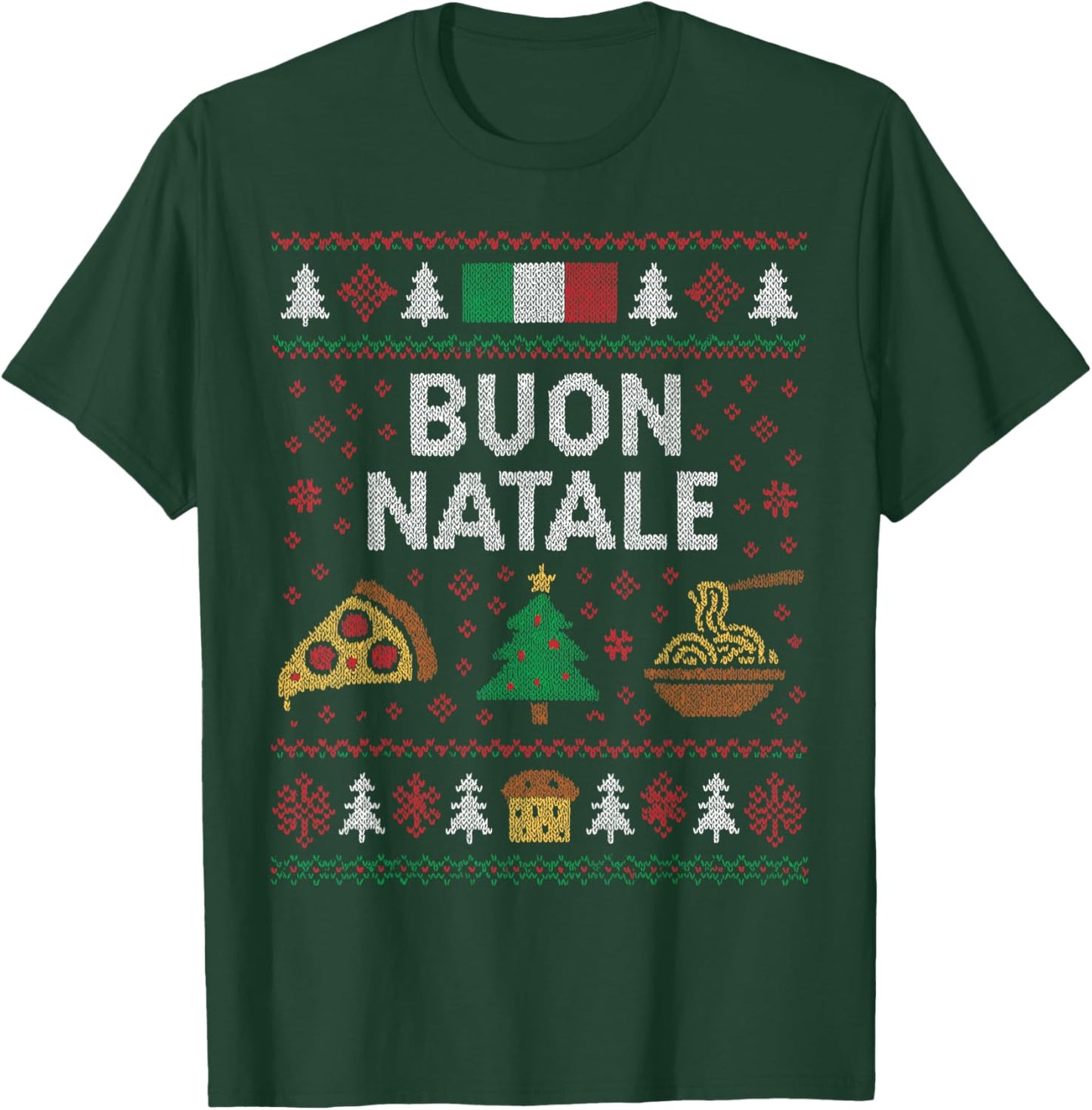 Italian Christmas Pizza Spaghetti Panettone Funny Italy T-Shirt - T-Shirt | Forest