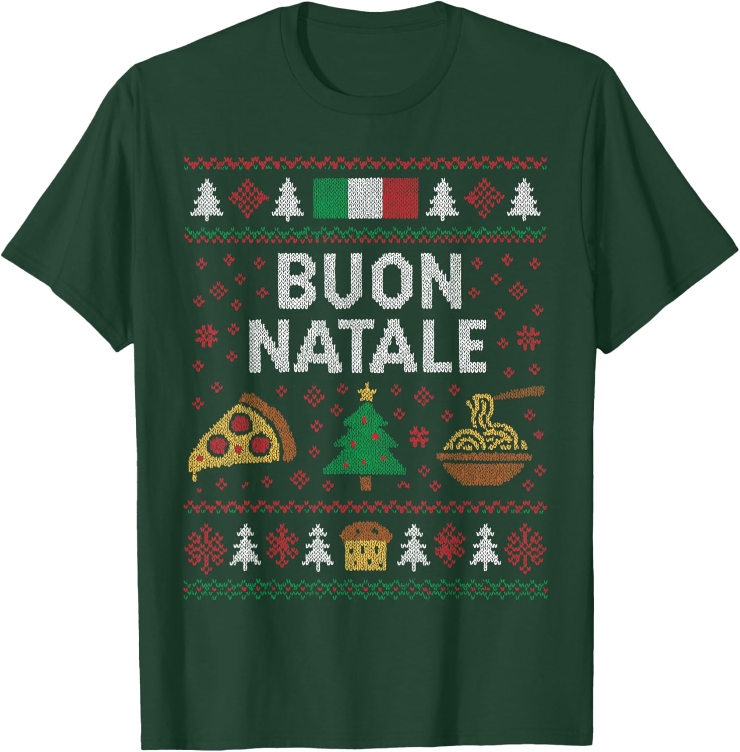 Italian Christmas Pizza Spaghetti Panettone Funny Italy T-Shirt - T-Shirt | Forest