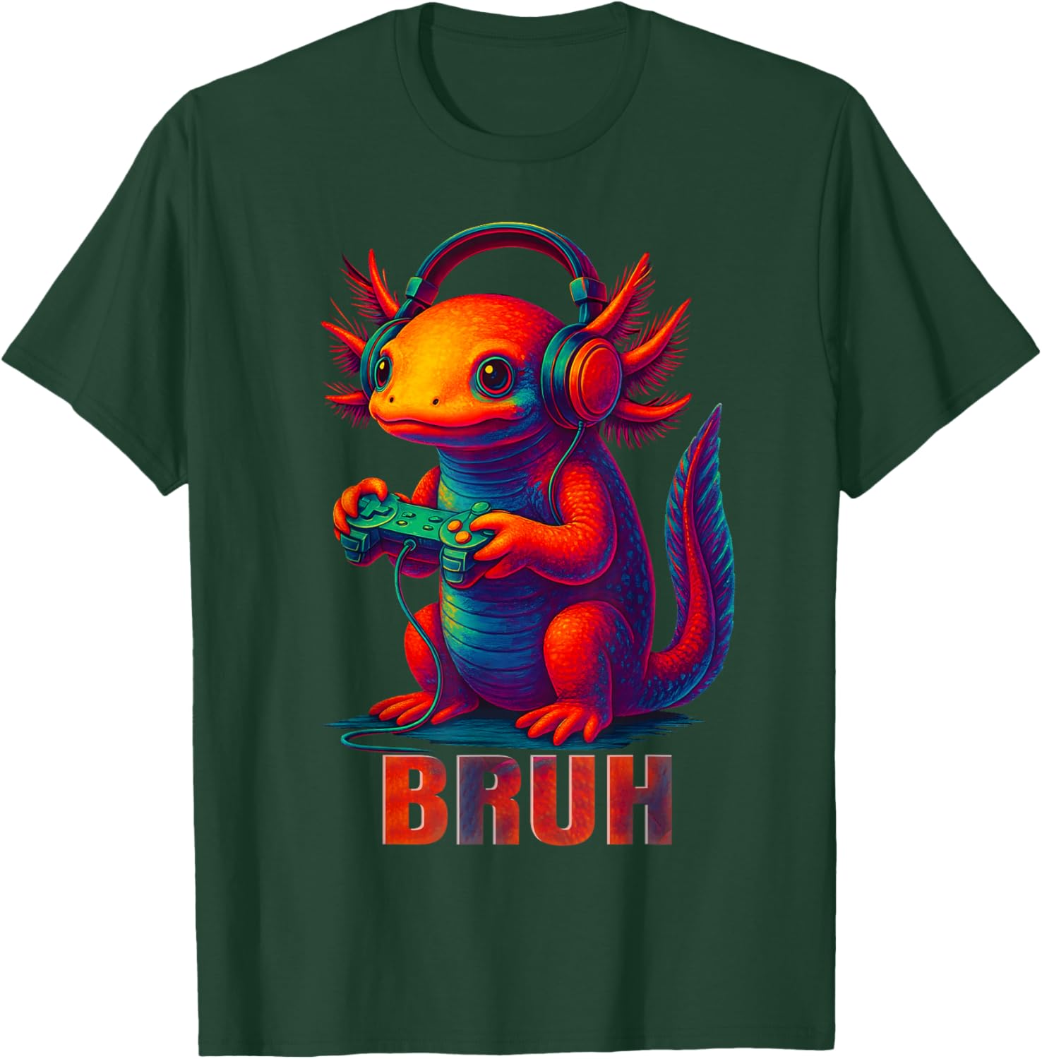 Bruh Funny Axolotl Gaming Game Men Boy Kid Outfit T-Shirt - T-Shirt | Forest