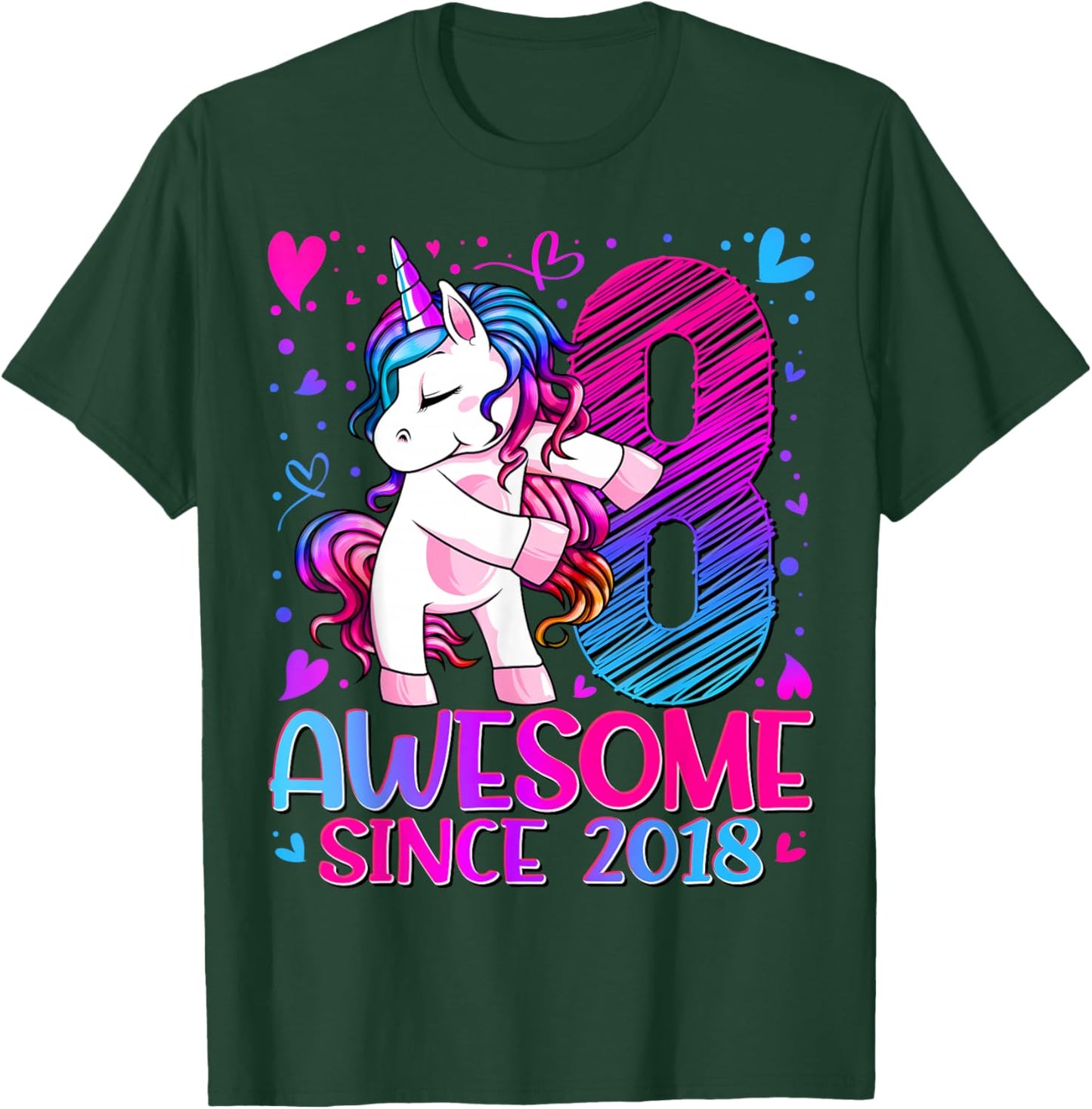 8th Birthday Shirt Girl 8 Year Old Gifts 8 Birthday Girl T-Shirt - T-Shirt | Forest
