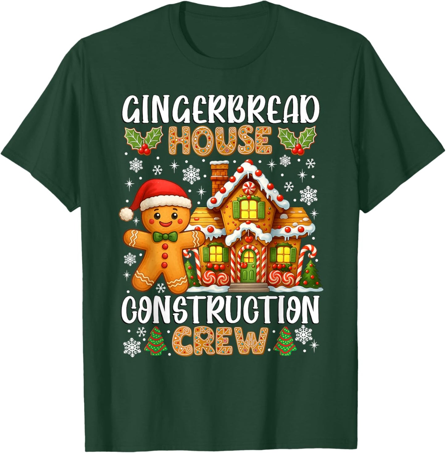 Gingerbread House Construction Crew Christmas Cookie Kids T-Shirt - T-Shirt | Forest