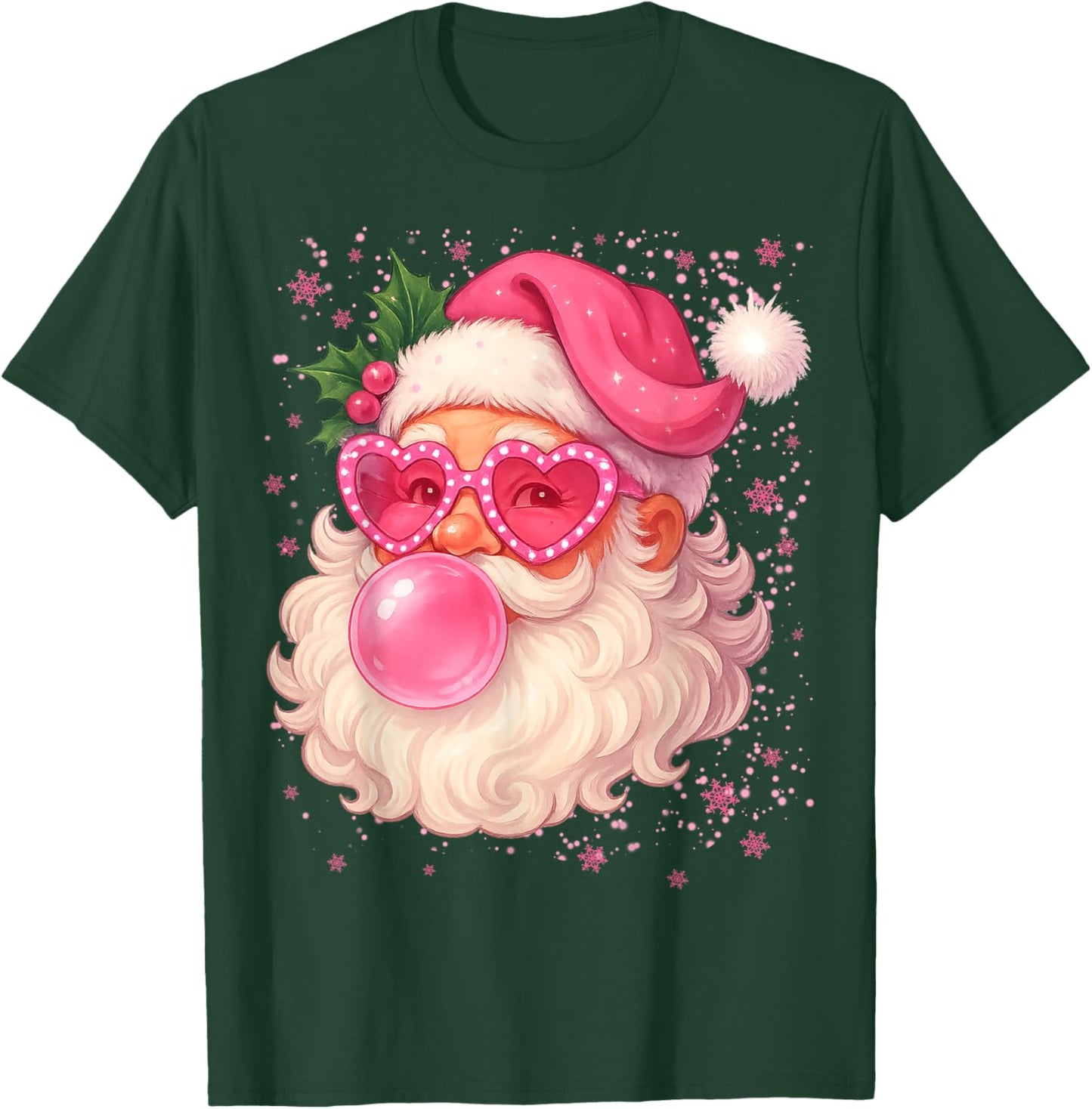 Cute Pink Santa Snowflake Christmas Pajamas Xmas Girls Women T-Shirt - T-Shirt | Forest