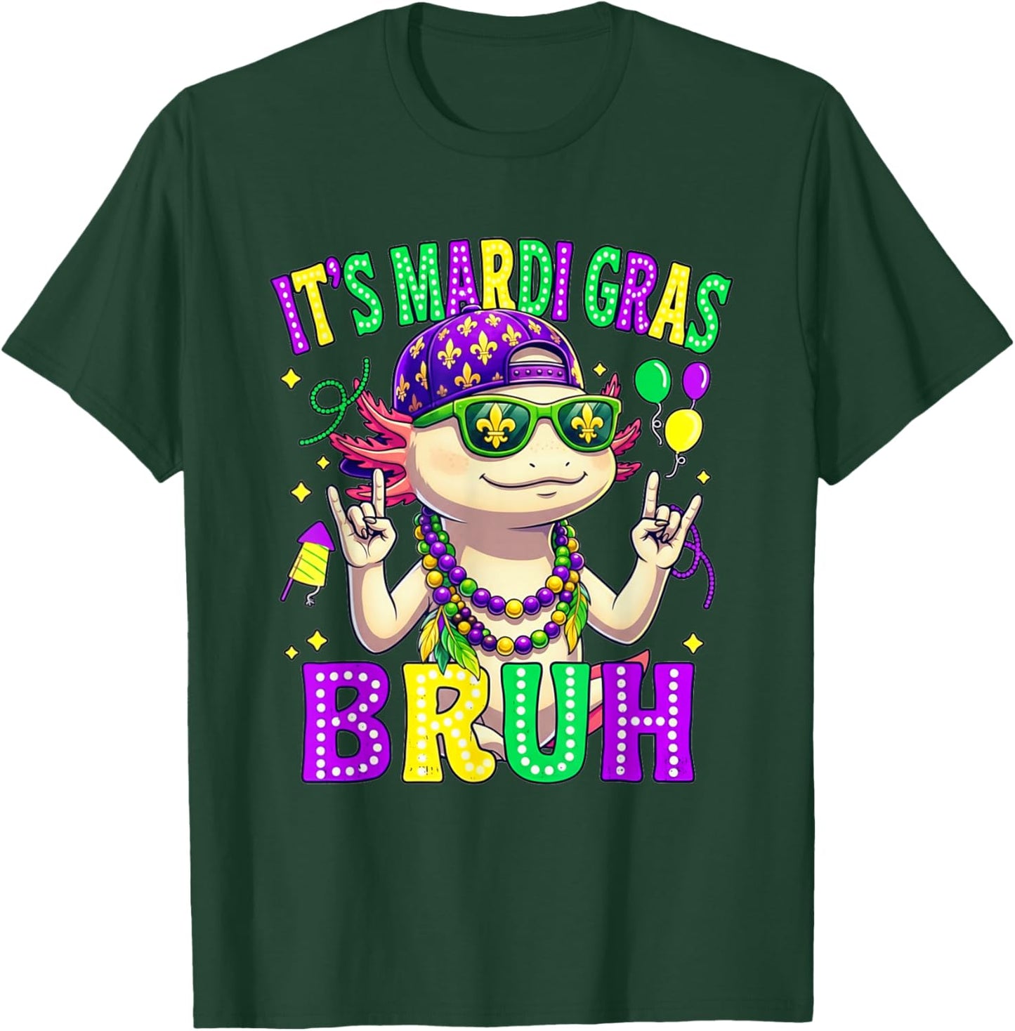 Axolotl Bruh Mardi Gras Boys Girls Kids Carnival Parade T-Shirt - T-Shirt | Forest