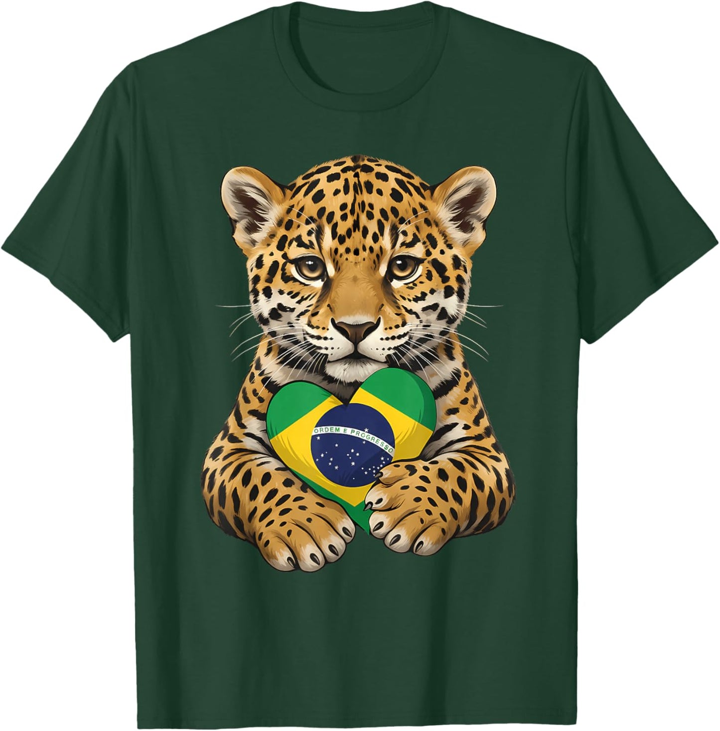 Brazil Flag Leopard Brazilian Roots Brasilian Pride Brasil T-Shirt - T-Shirt | Forest