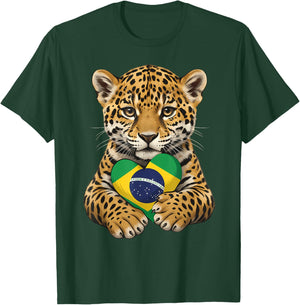 Brazil Flag Leopard Brazilian Roots Brasilian Pride Brasil T-Shirt - T-Shirt | Forest