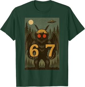 Six Seven Funny Mothman Cryptid 67 Viral Meme Men Women Kids T-Shirt - T-Shirt | Forest
