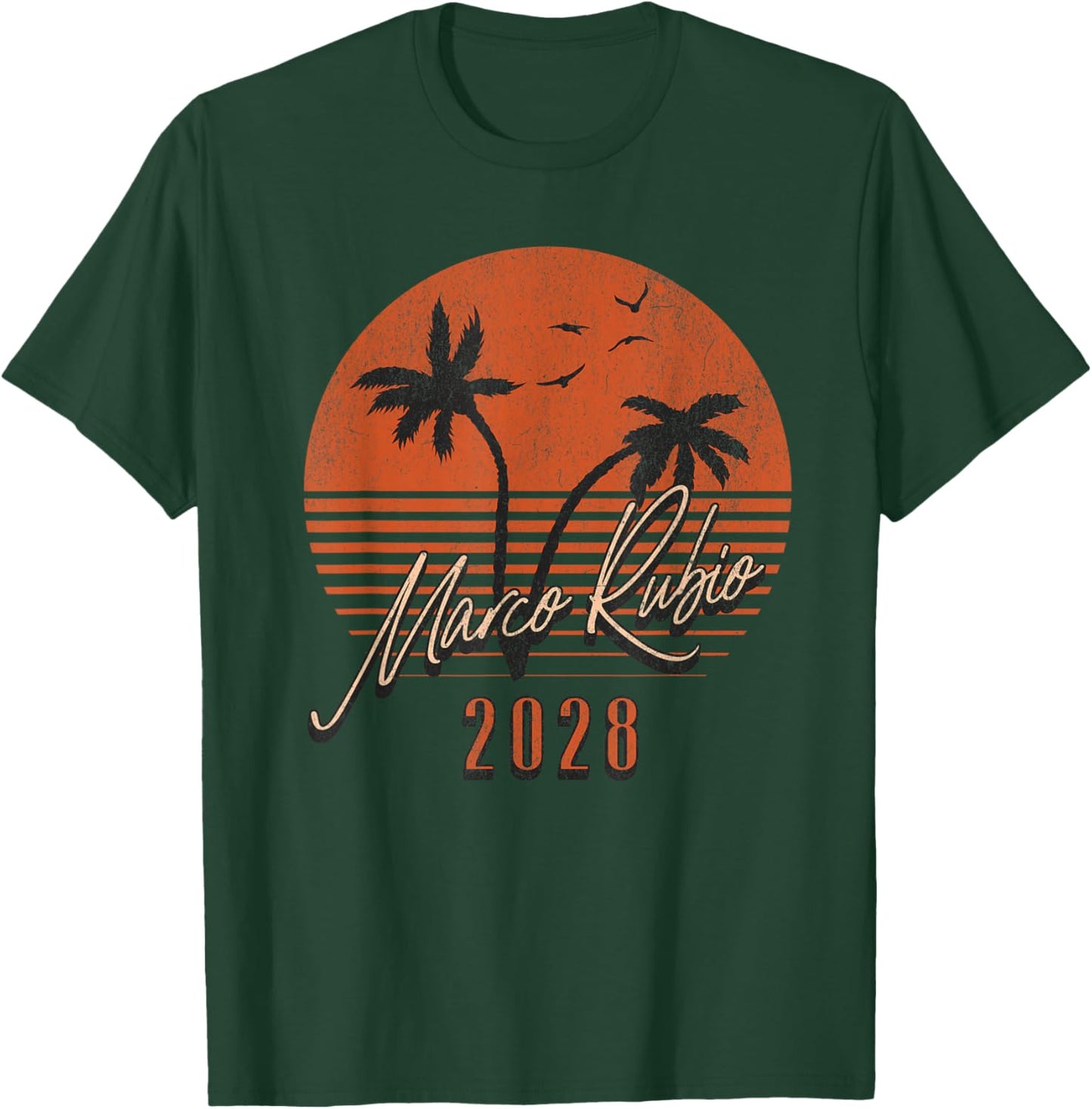 Marco Rubio 2028 Vintage Sunset Palm Tree Retro Election T-Shirt - T-Shirt | Forest